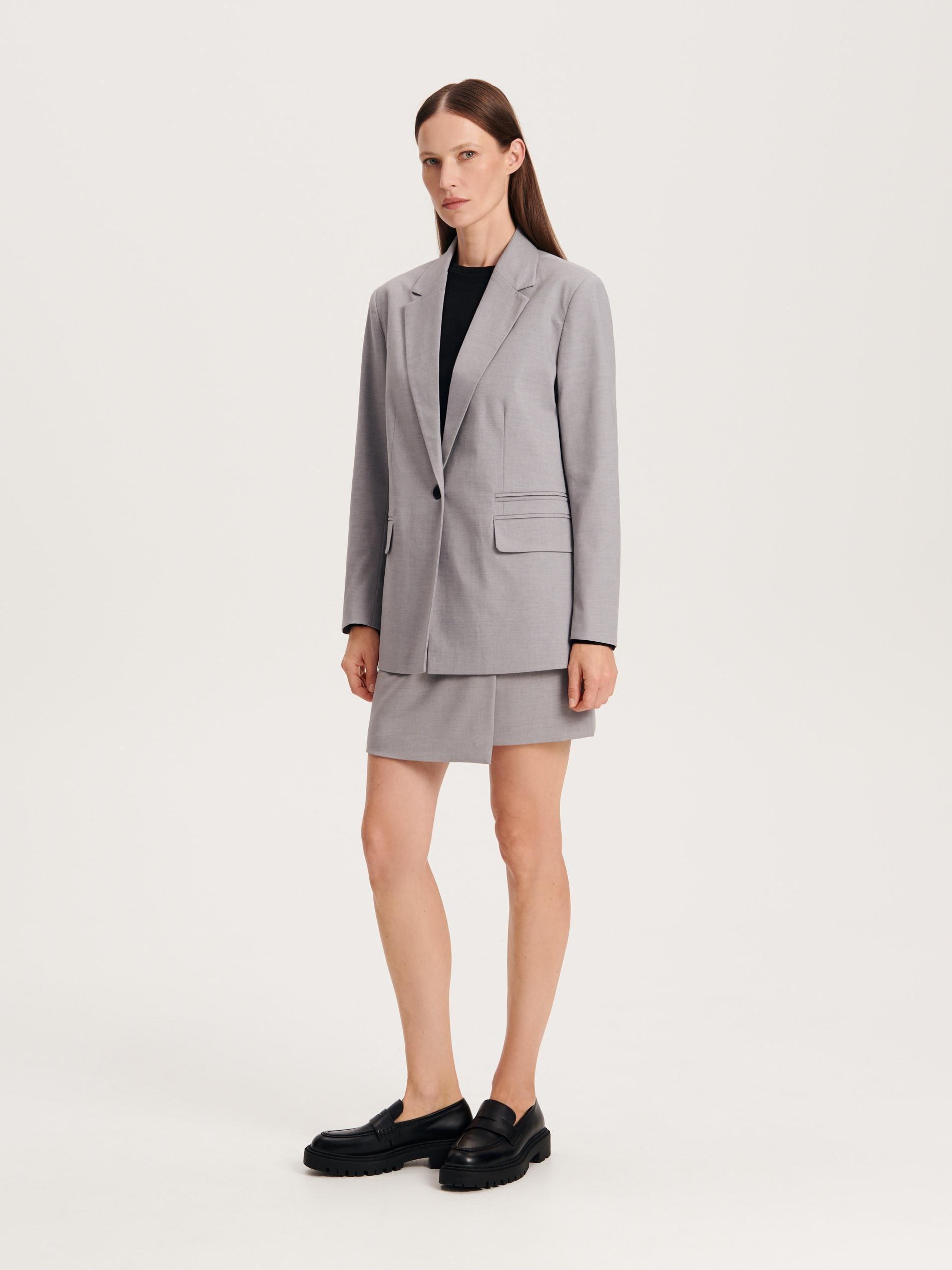 Grey Single Breasted Blazer, , large image number 0