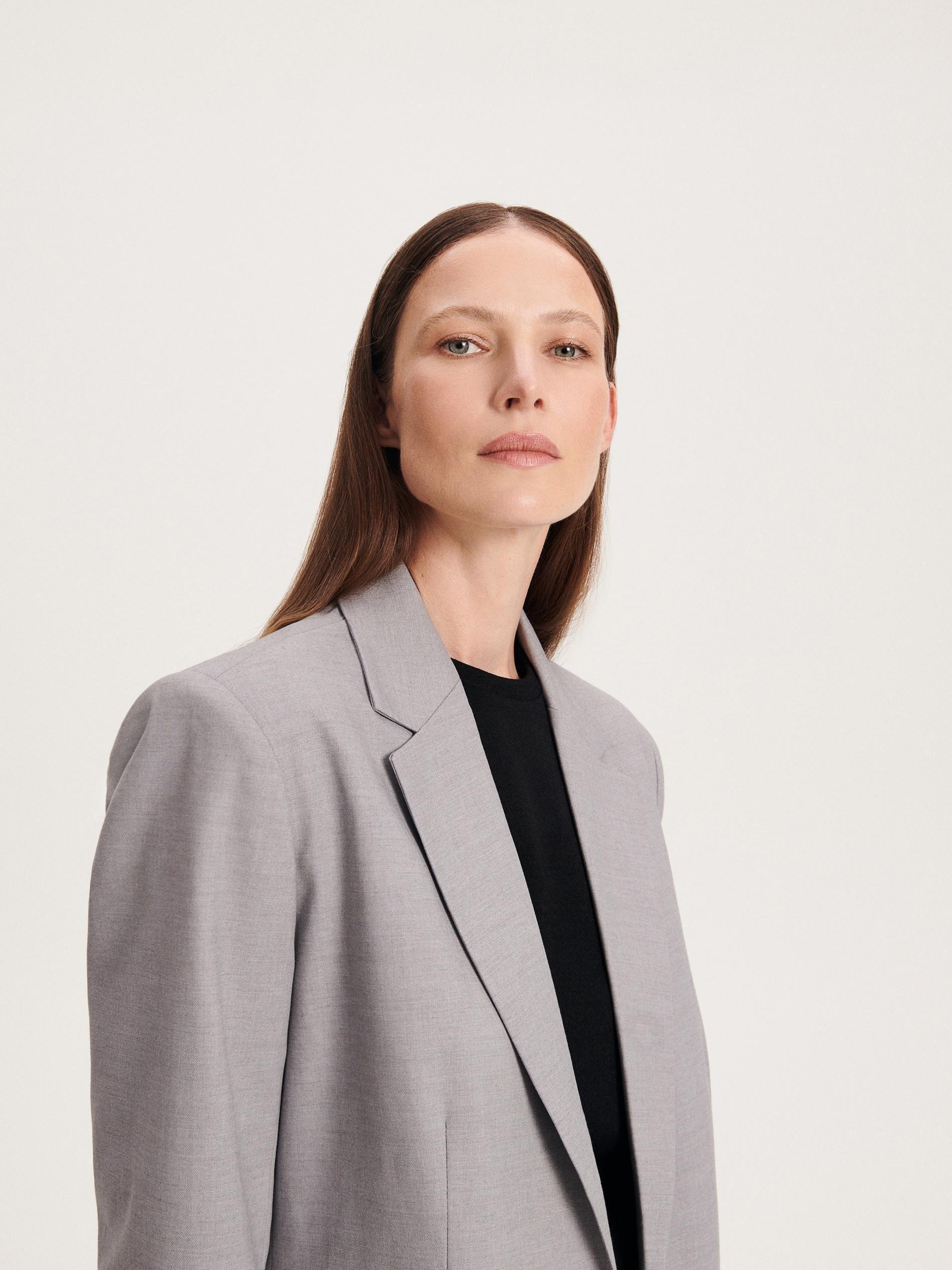 Grey Single Breasted Blazer, , large image number 1