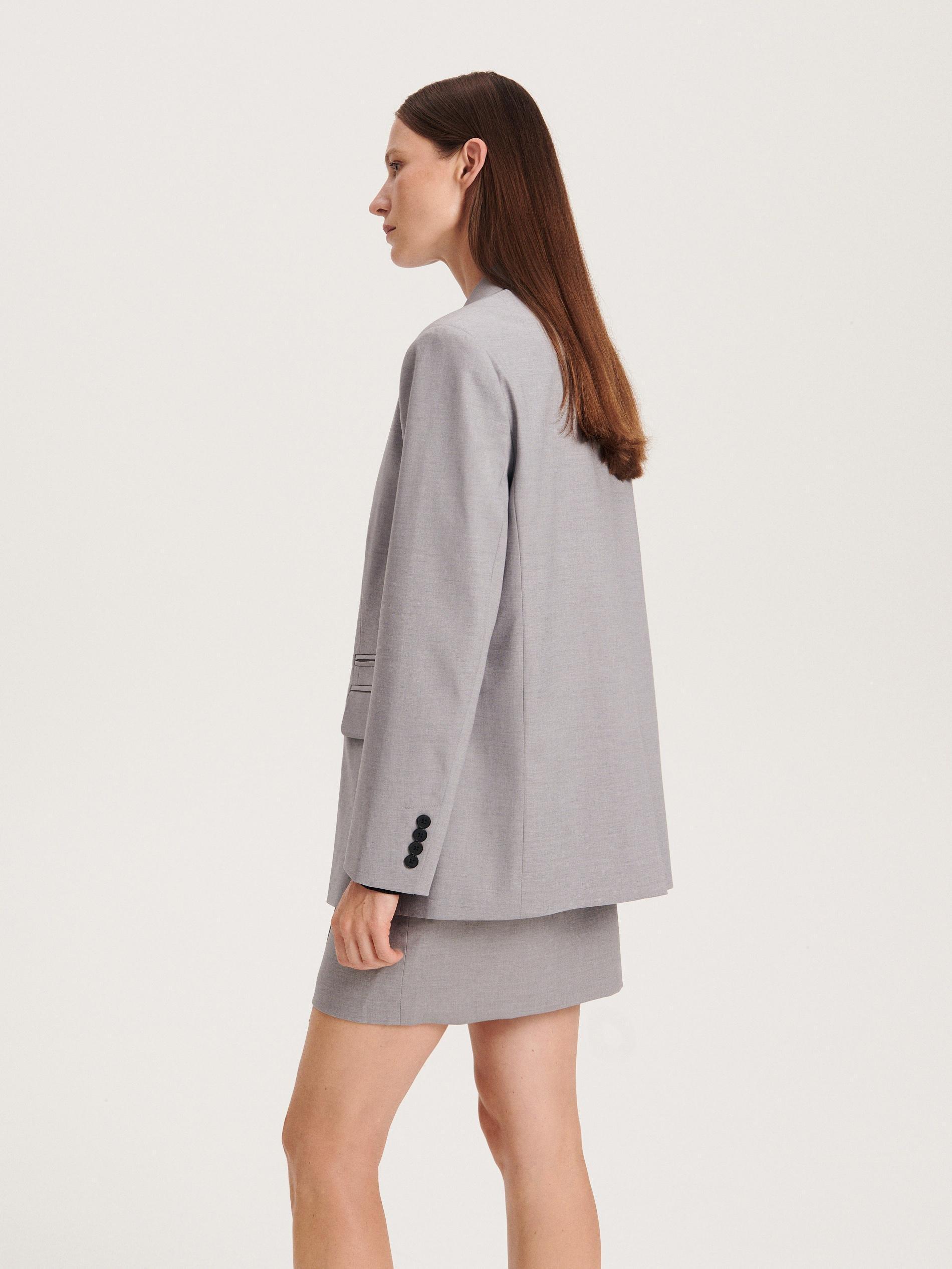 Grey Single Breasted Blazer, , large image number 2
