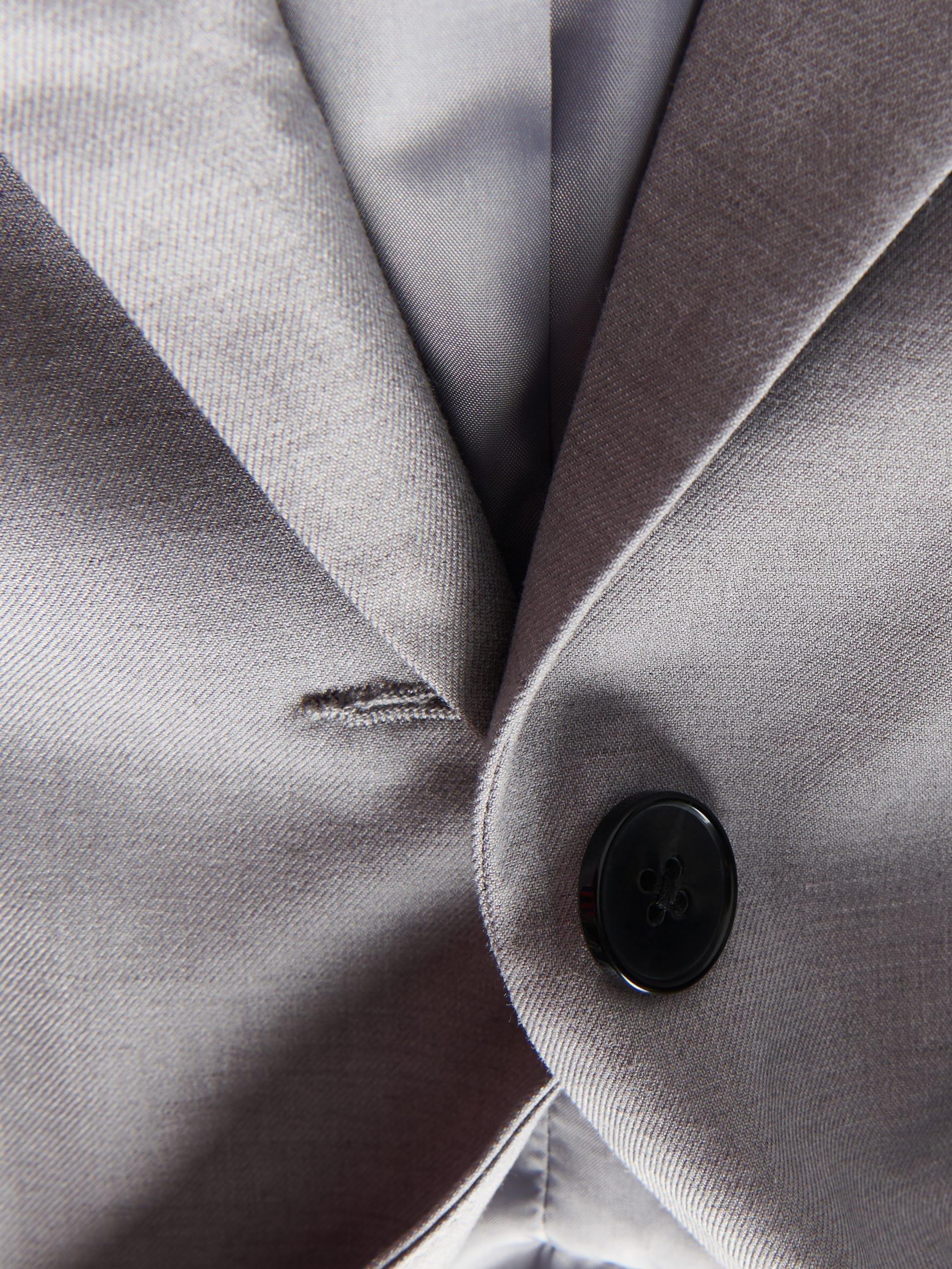 Grey Single Breasted Blazer, , large image number 4