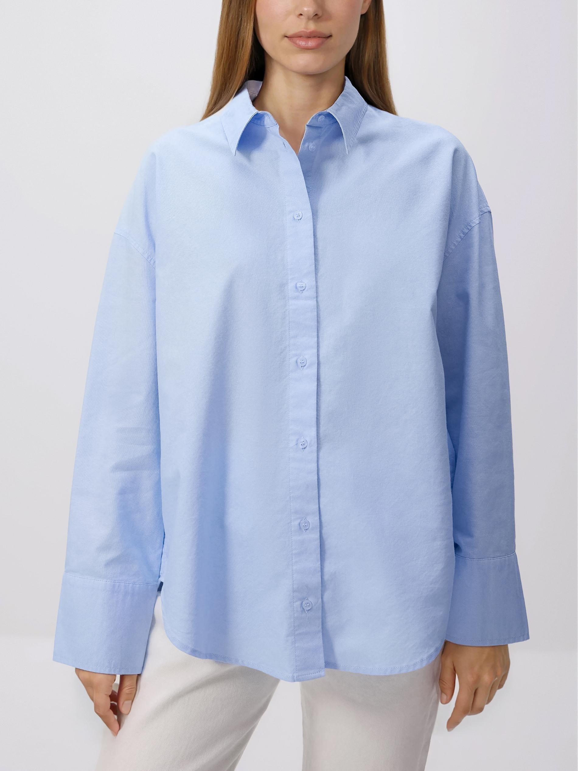 Blue Oxford Shirt In Cotton, Blue, large image number 0