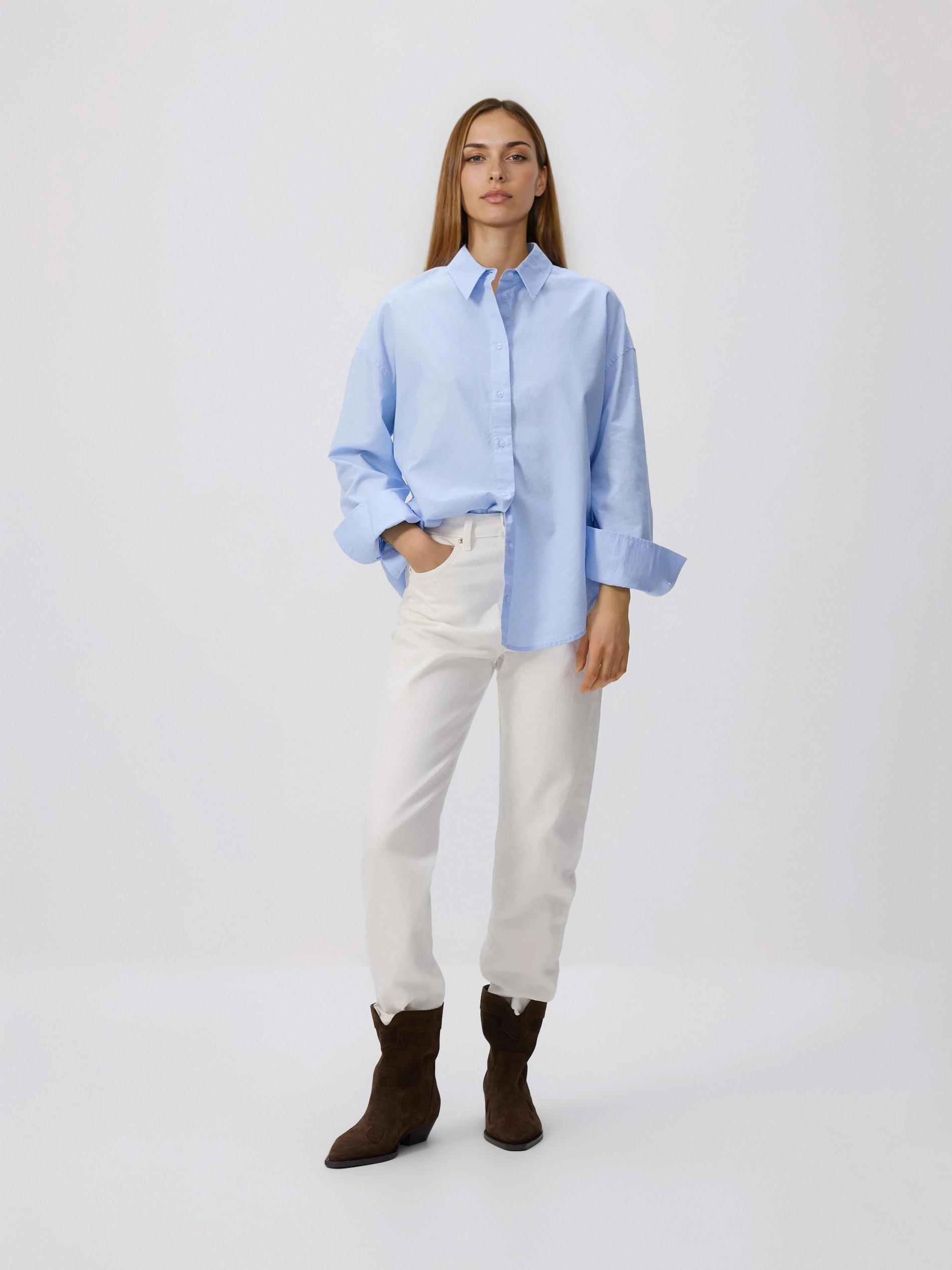 Blue Oxford Shirt In Cotton, Blue, medium