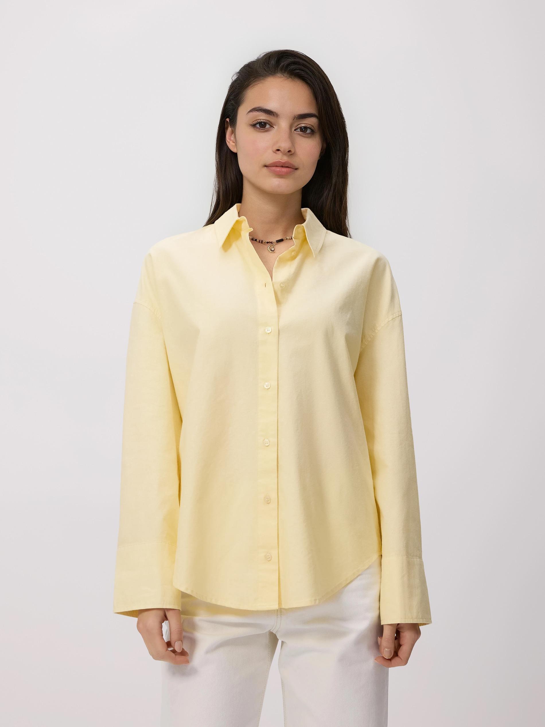 Yellow Oxford Shirt In Cotton, Yellow, large image number 1