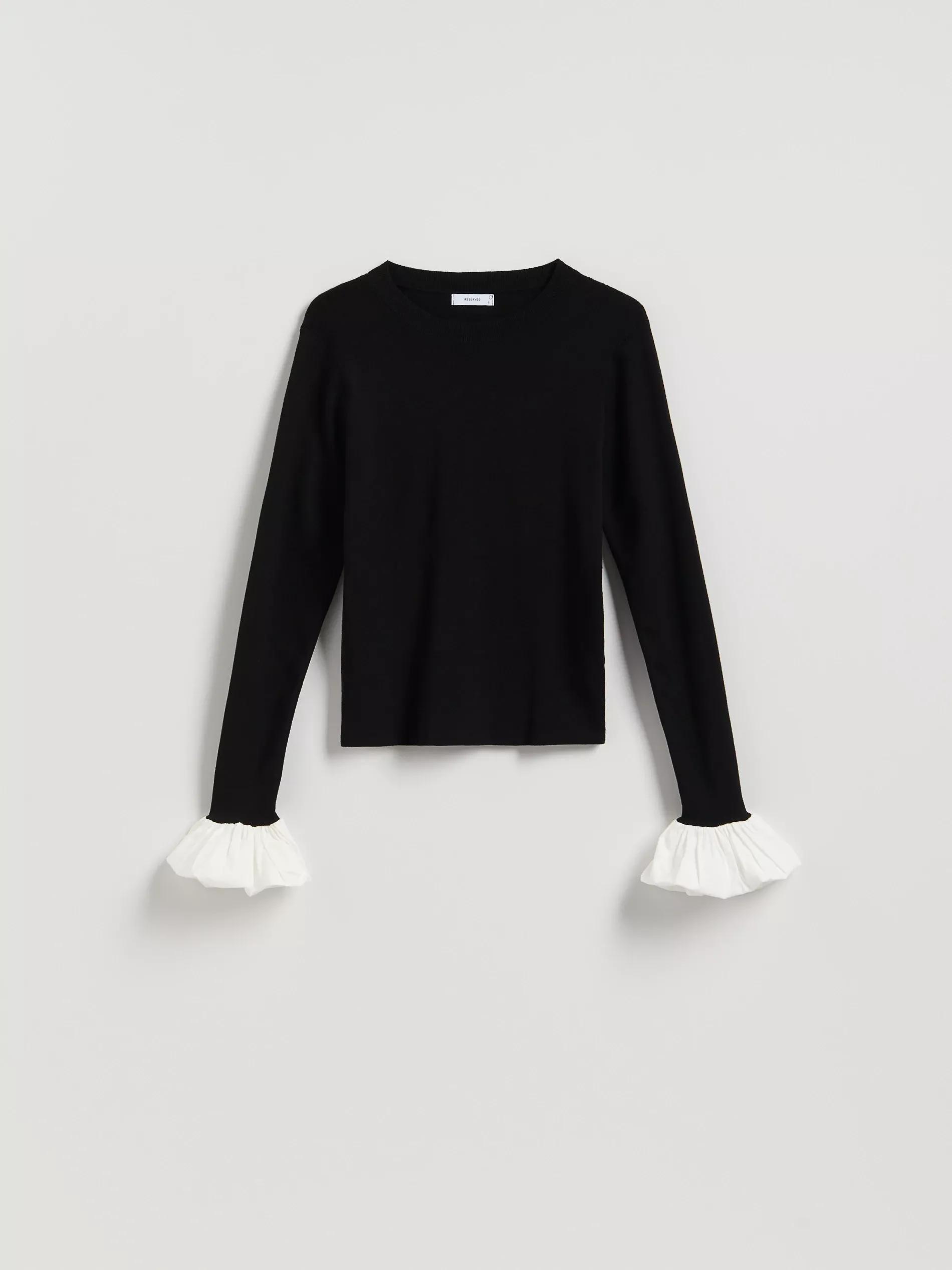Black Sweater With Decorative Insert, Black, large image number 4