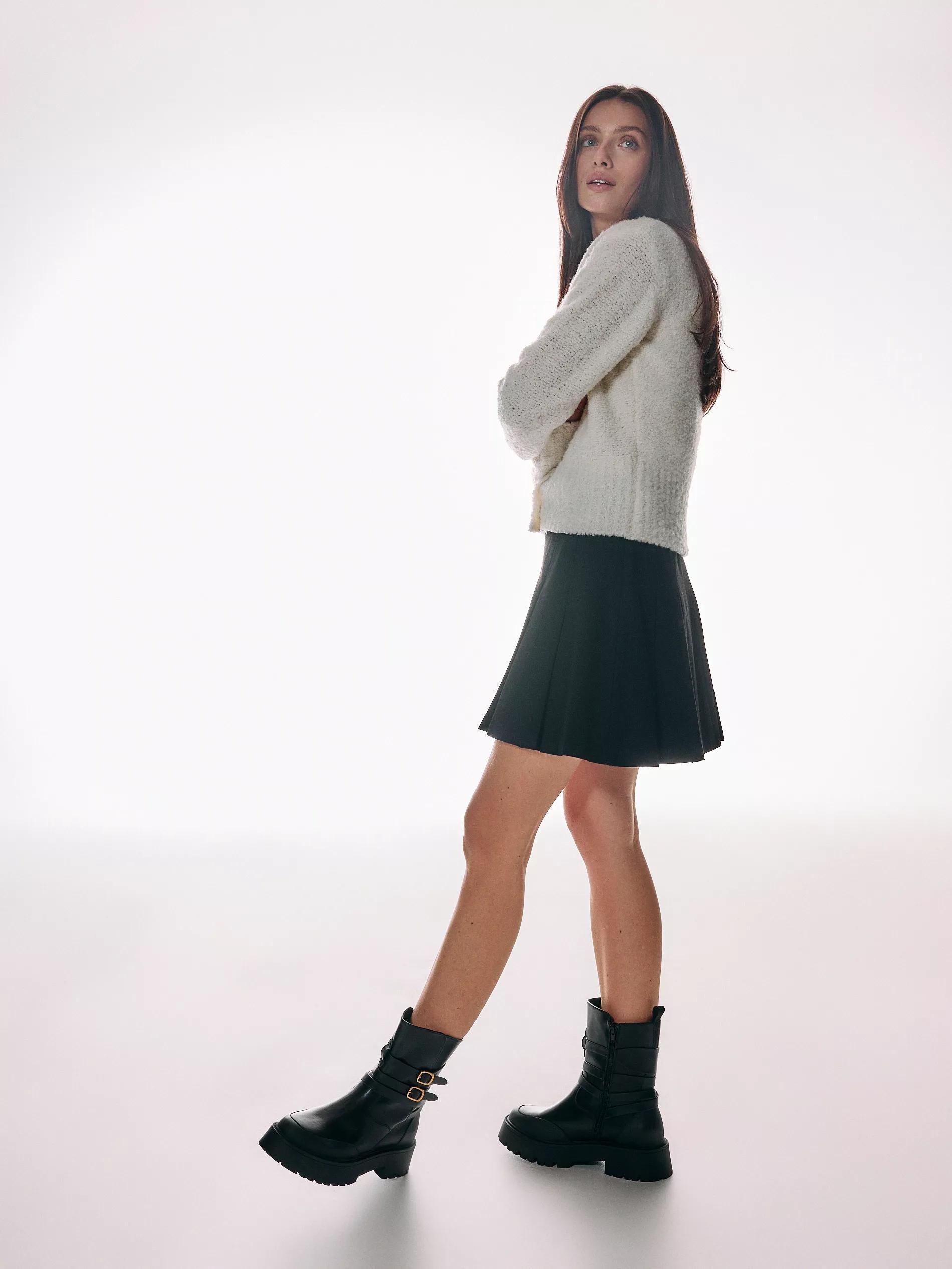 Black Leather Belted Ankle Boots, , large image number 0
