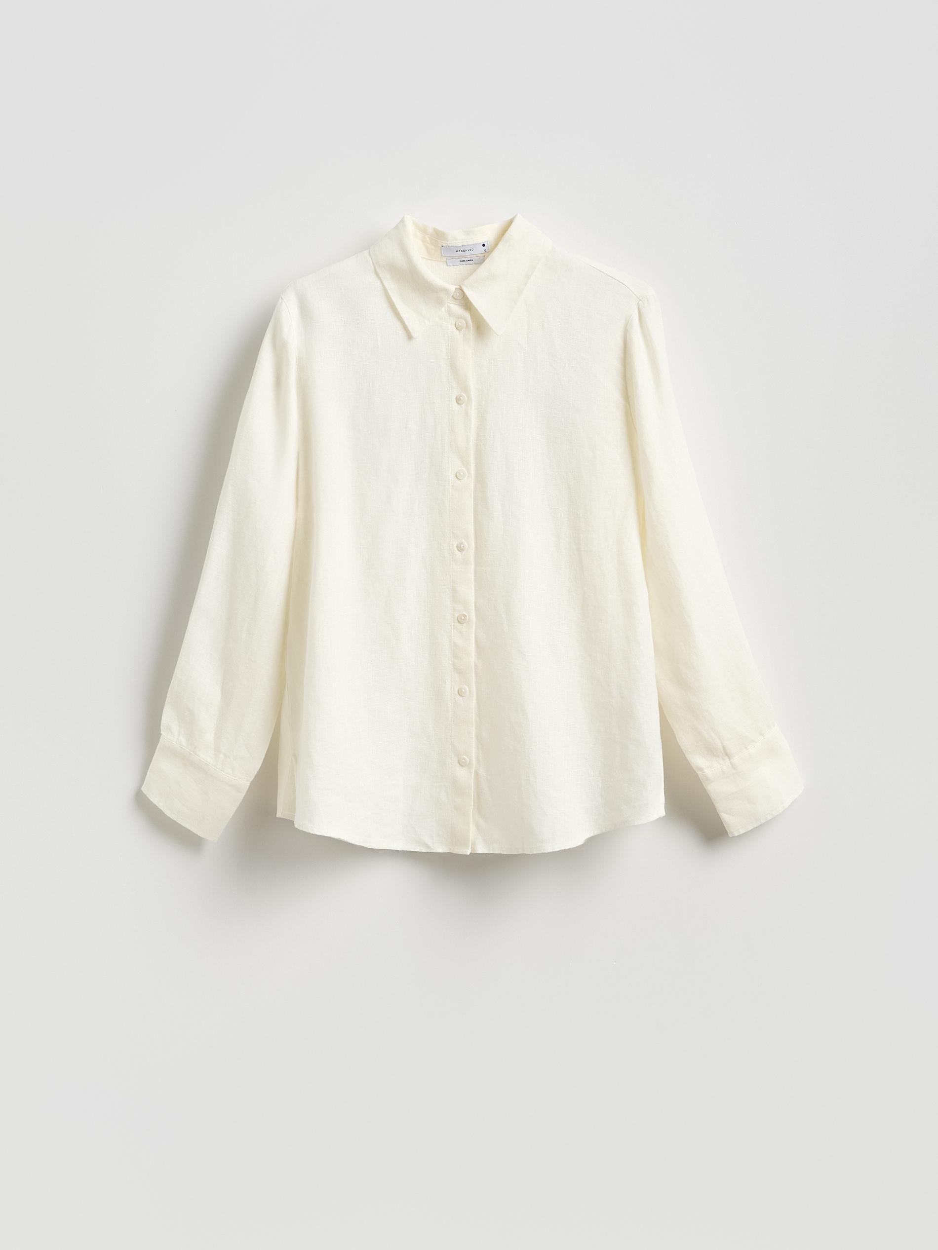 White Linen Shirt, White, large image number 0