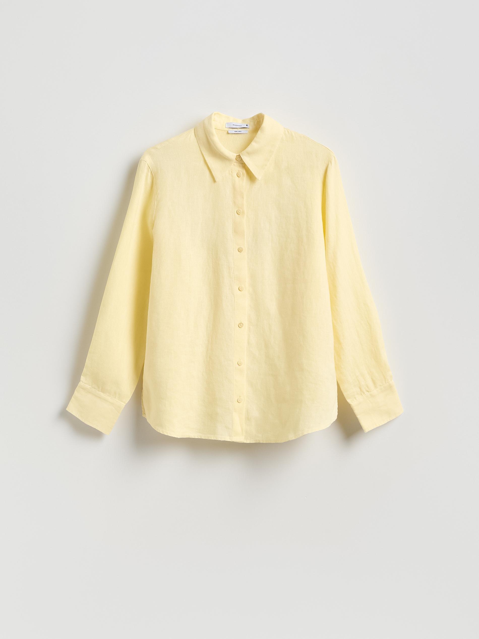 Yellow Linen Shirt, Yellow, large image number 0