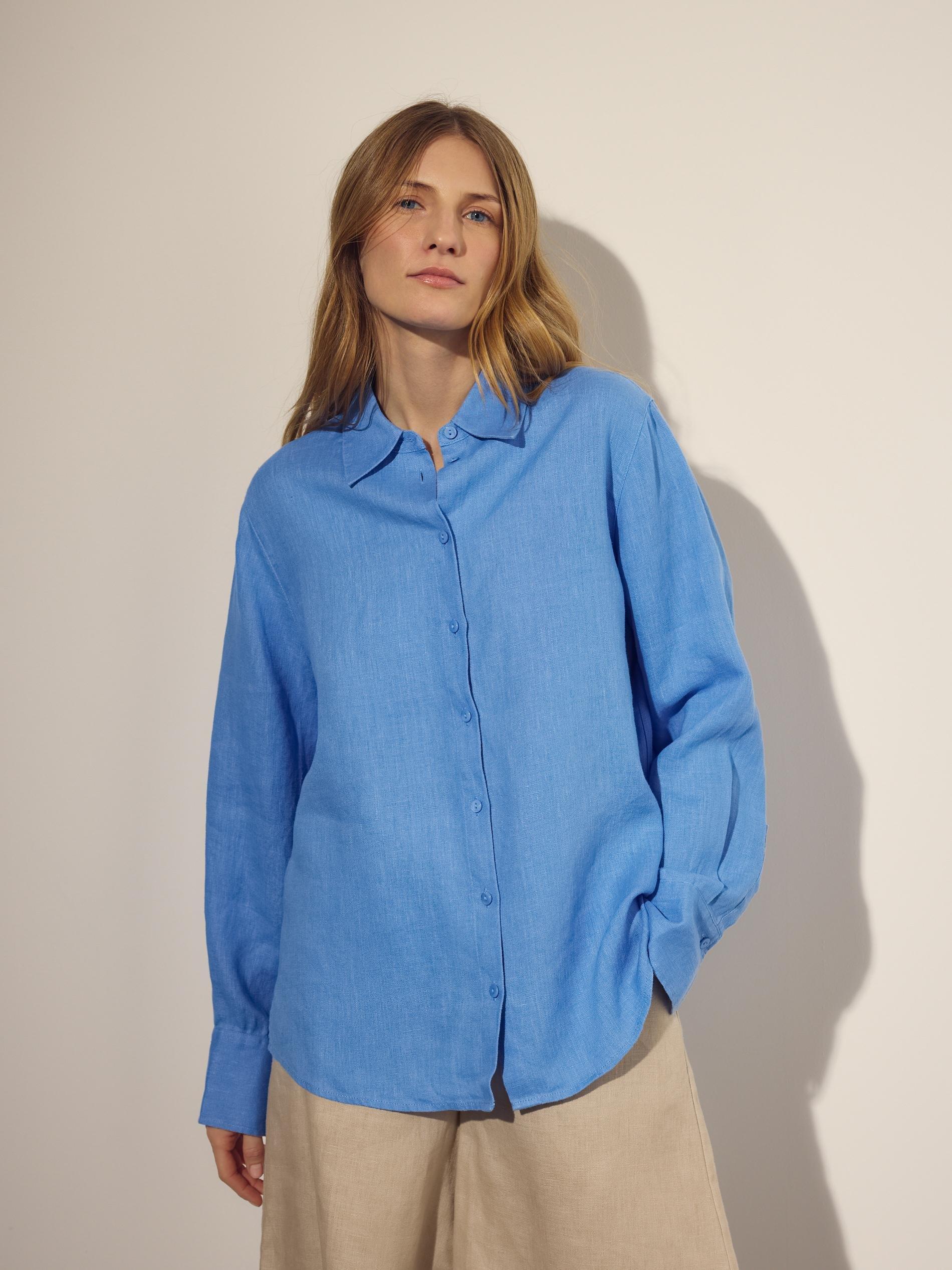Blue Linen Shirt, Blue, medium