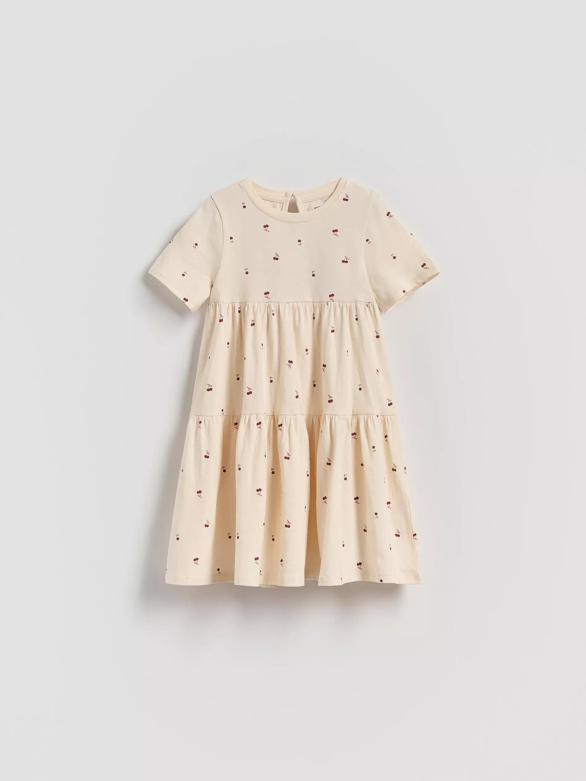 Beige Patterned Dress, , large image number 0