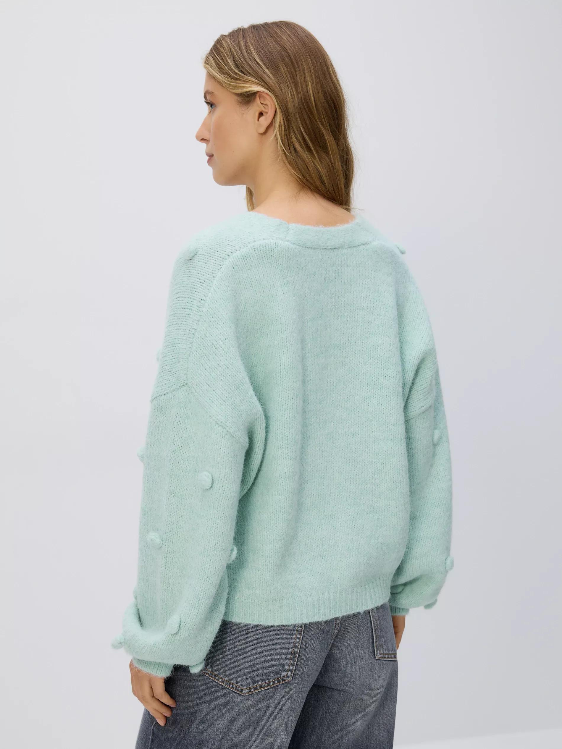 PALE TURQUOISE Cardigan with applications, Turquoise, large image number 1