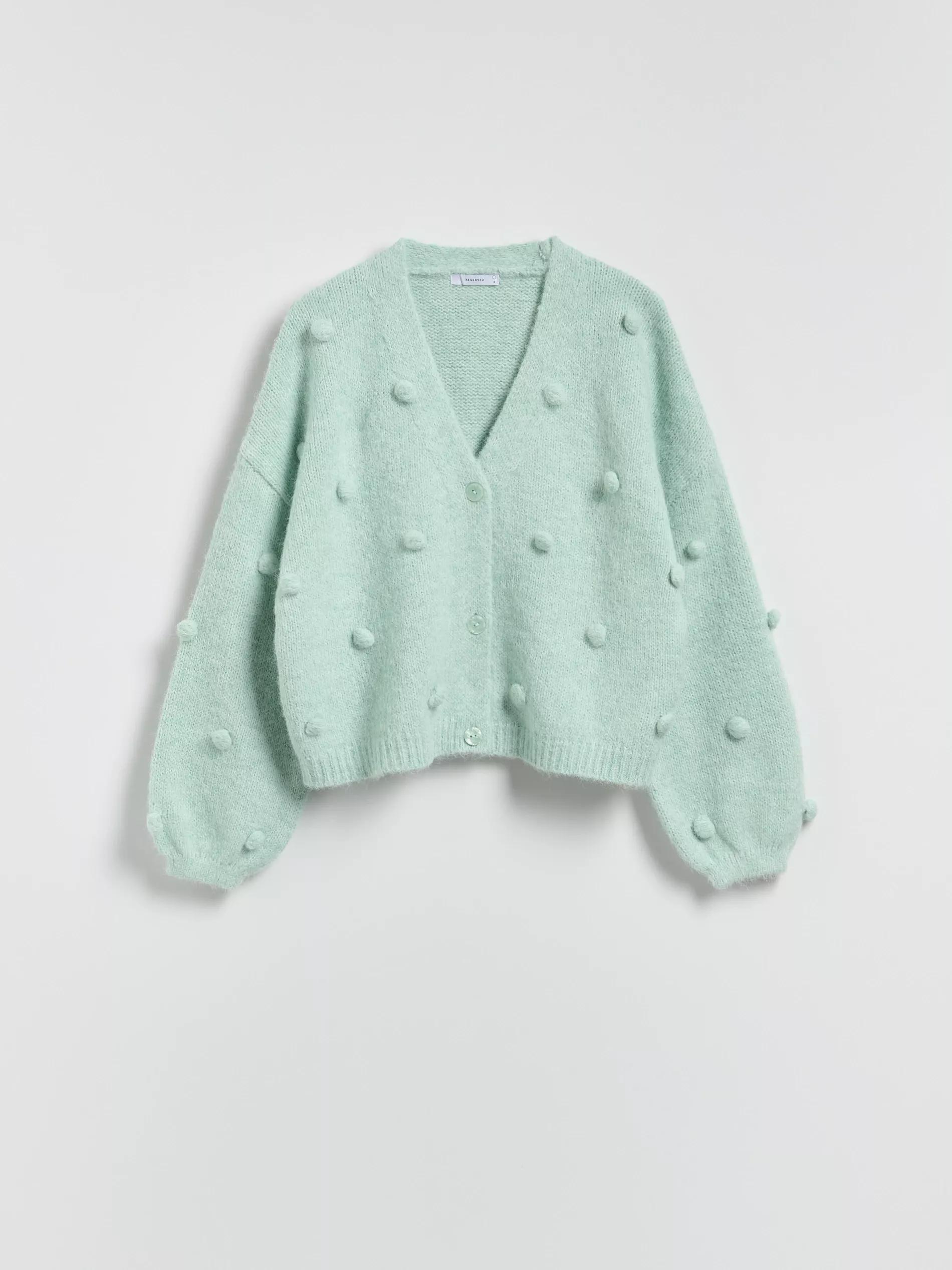 PALE TURQUOISE Cardigan with applications, Turquoise, large image number 4