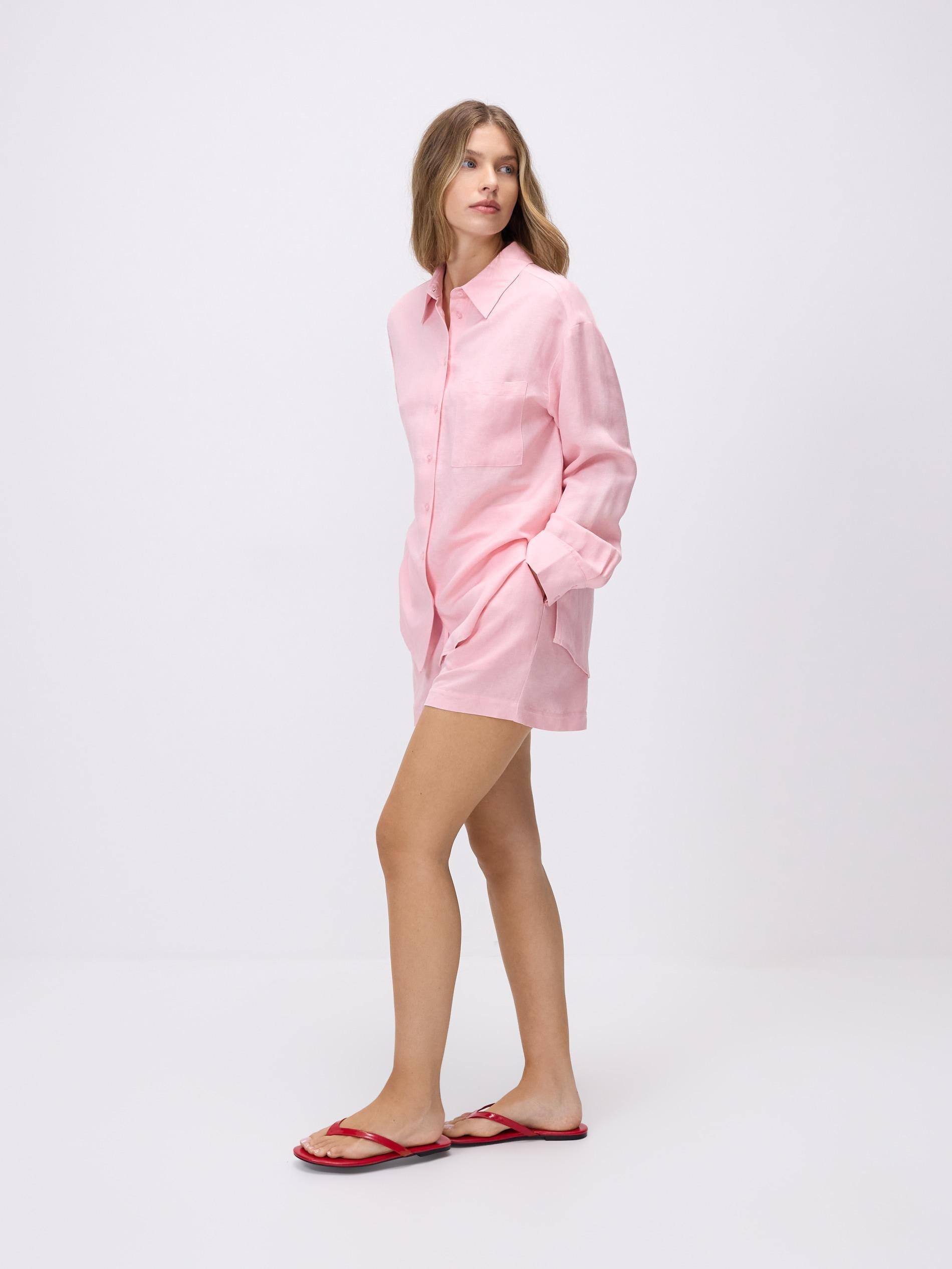Pink Linen And Viscose Shorts, Pink, large image number 0