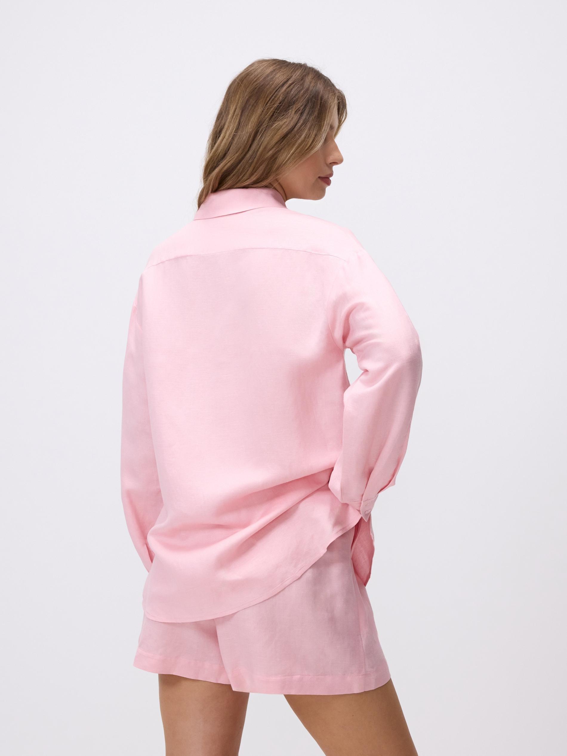 Pink Linen And Viscose Shorts, Pink, large image number 3