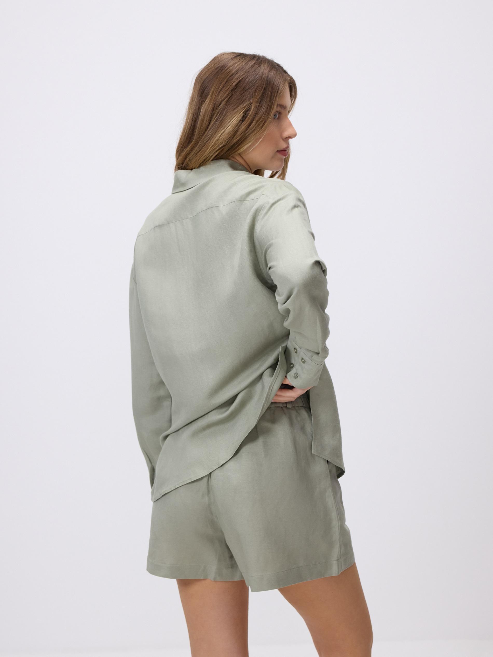 Green Linen And Viscose Shorts, Green, large image number 2