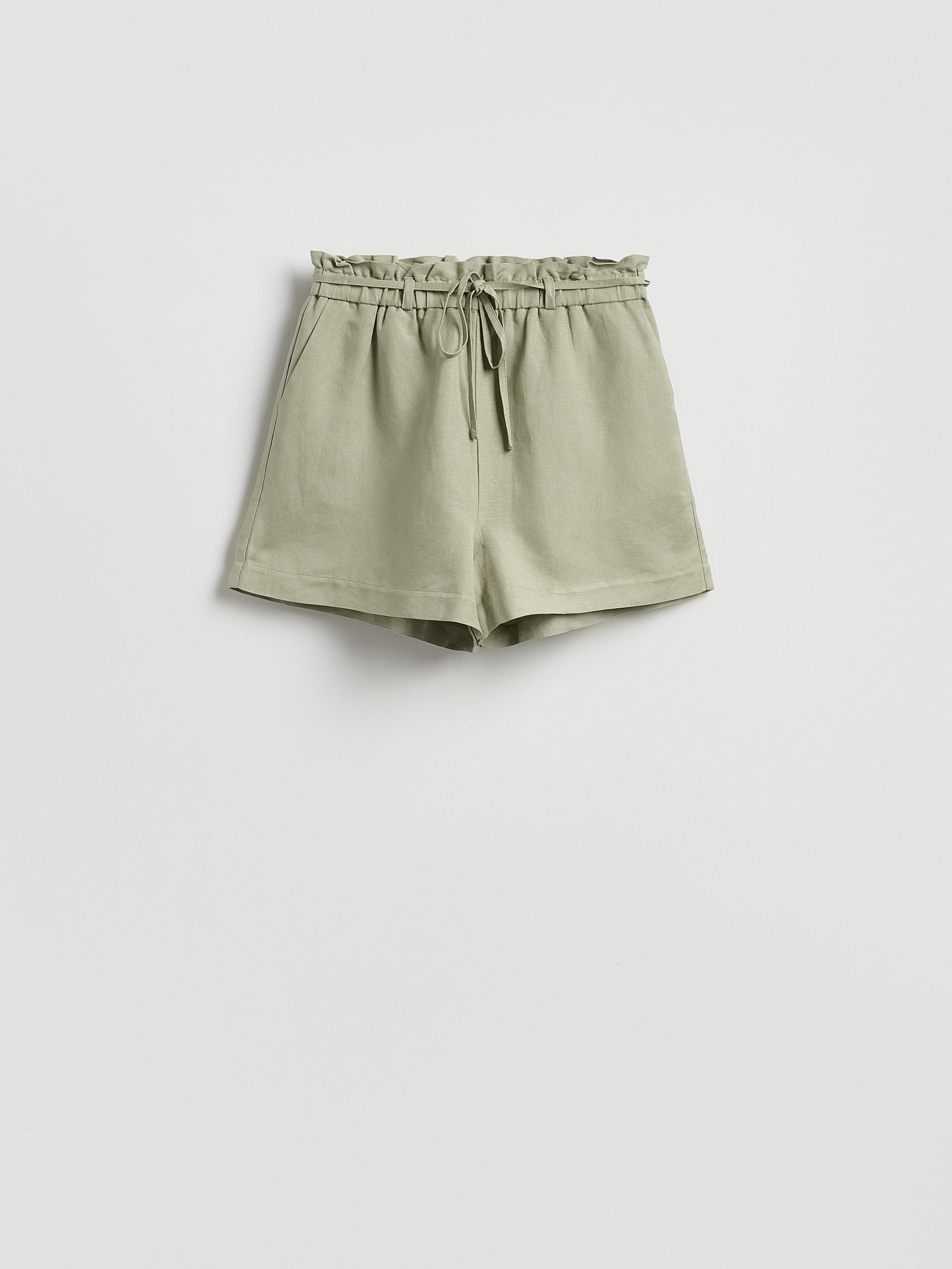 Green Linen And Viscose Shorts, Green, large image number 4