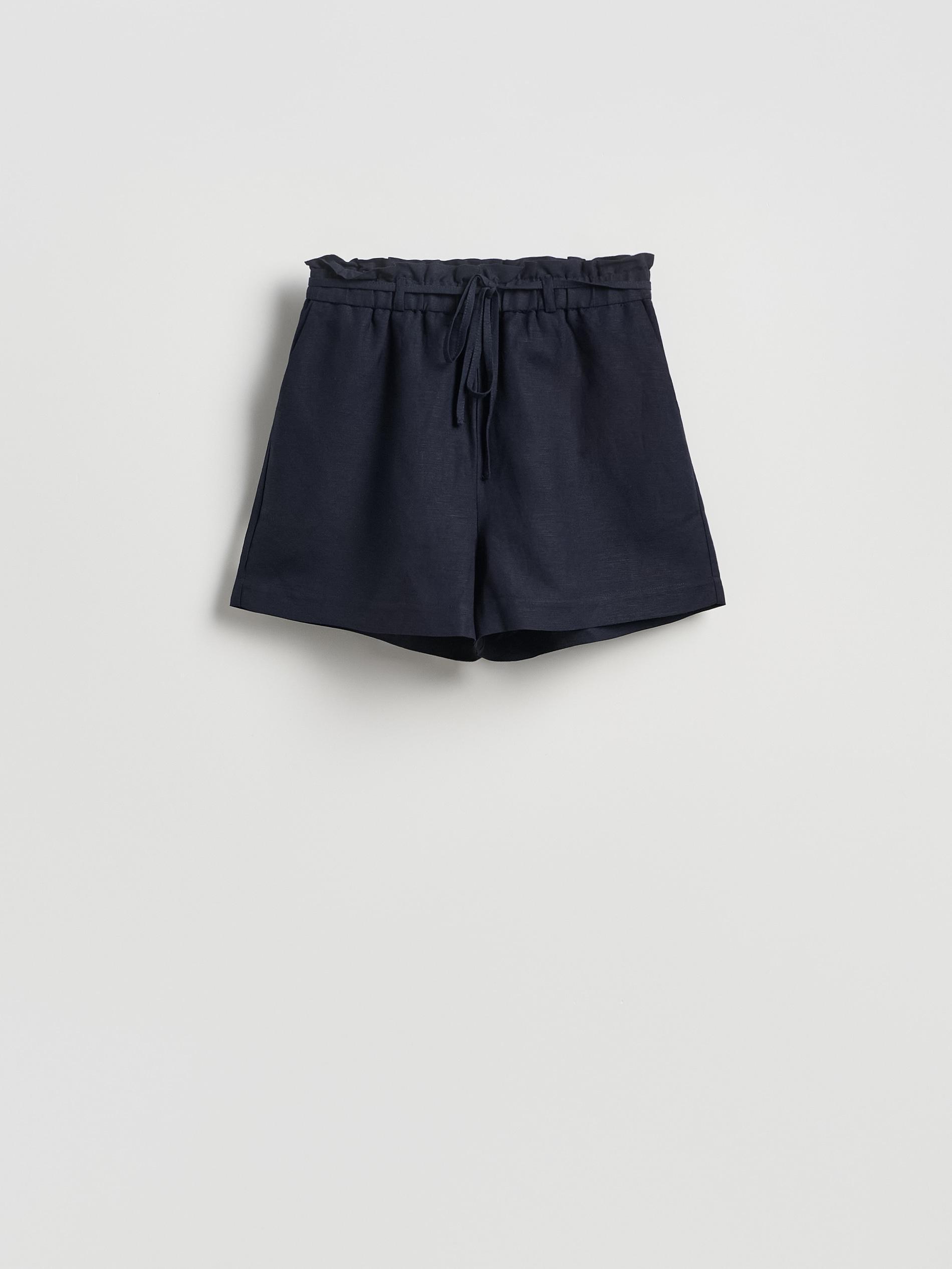Navy Linen And Viscose Shorts, Navy, large image number 3