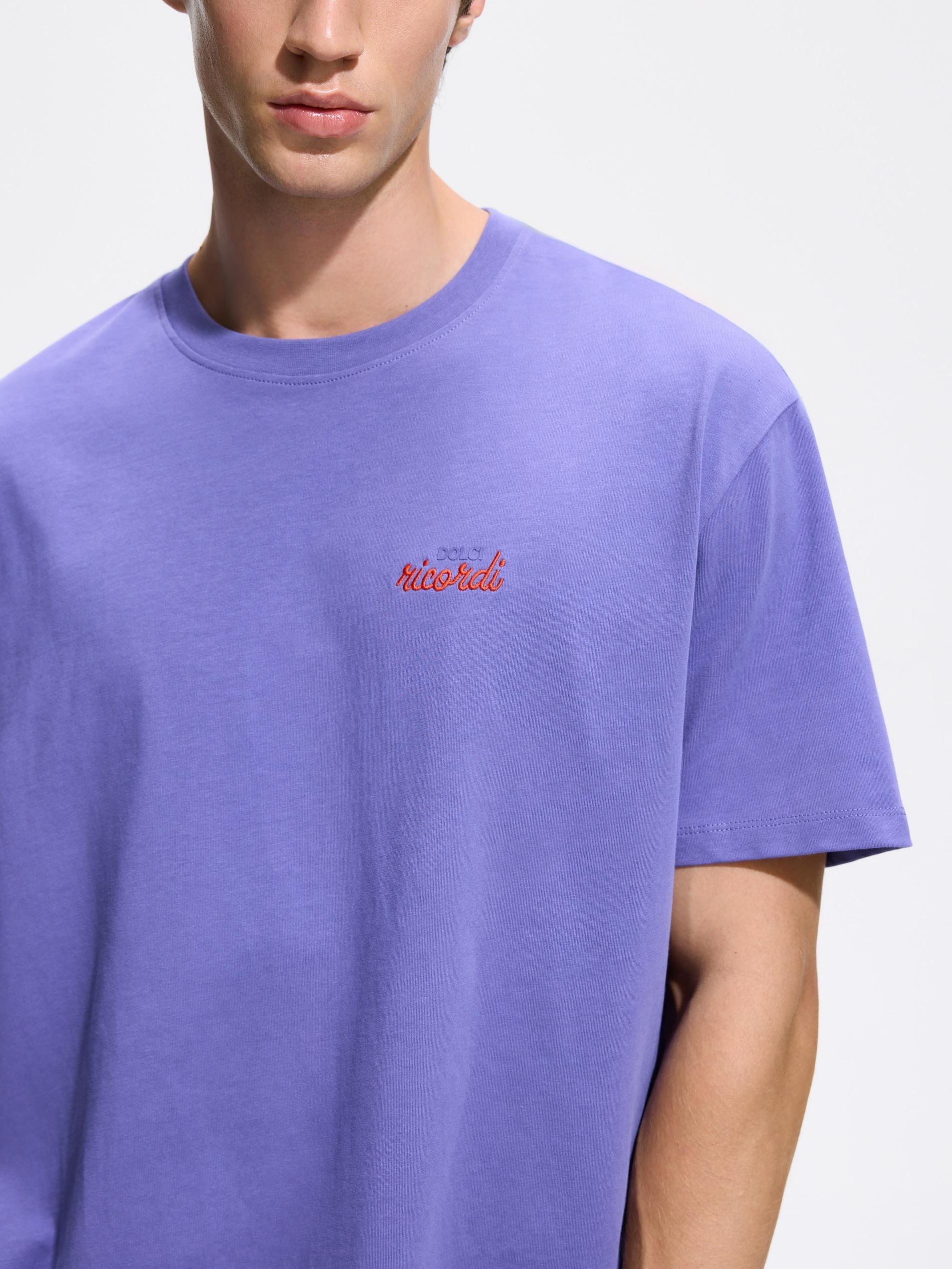تيشيرت بوكسية مع تطريز بنفسجي, Purple, medium