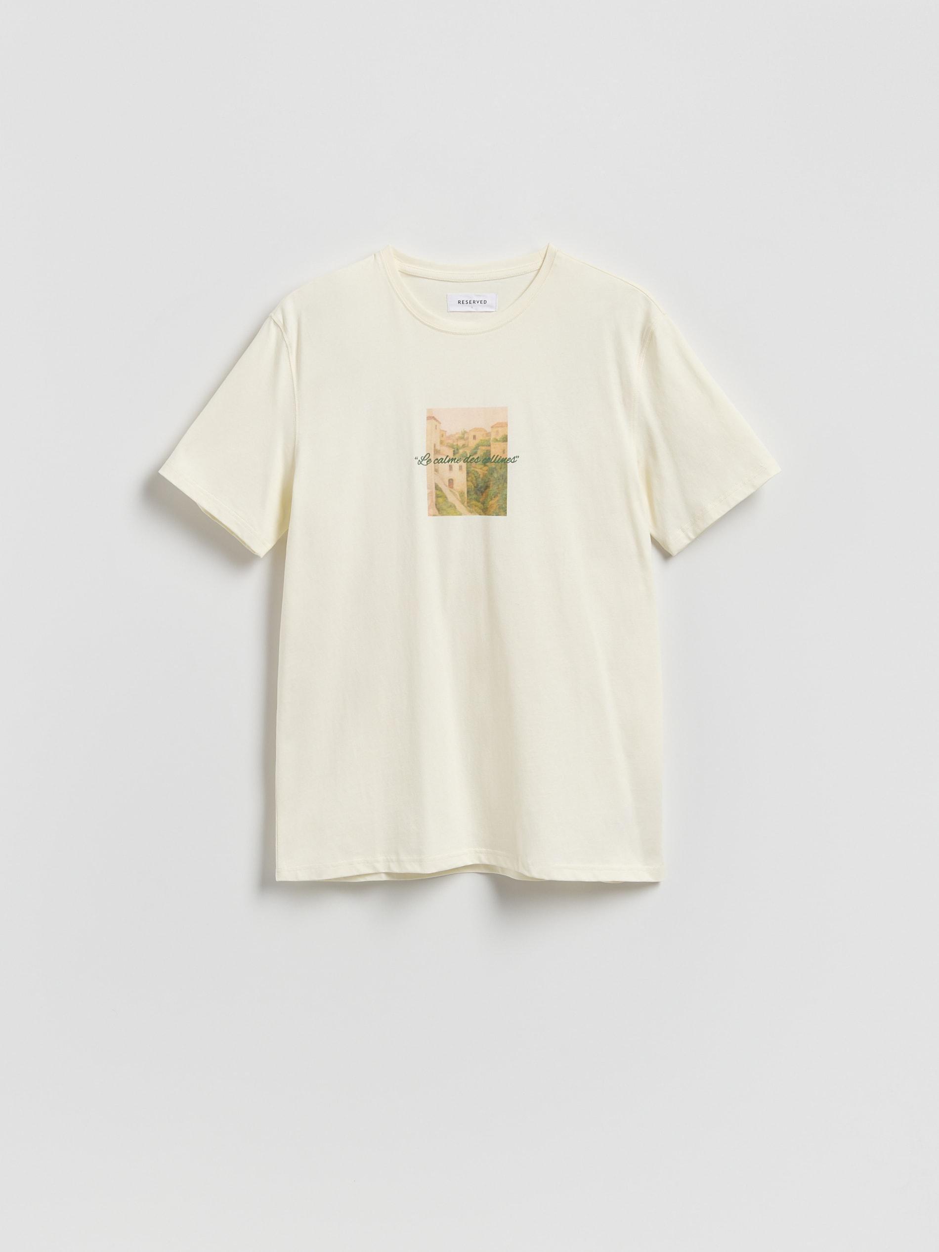Cream Mercerised Organic Cotton Regular Fit T-Shirt, Ivory, large image number 4
