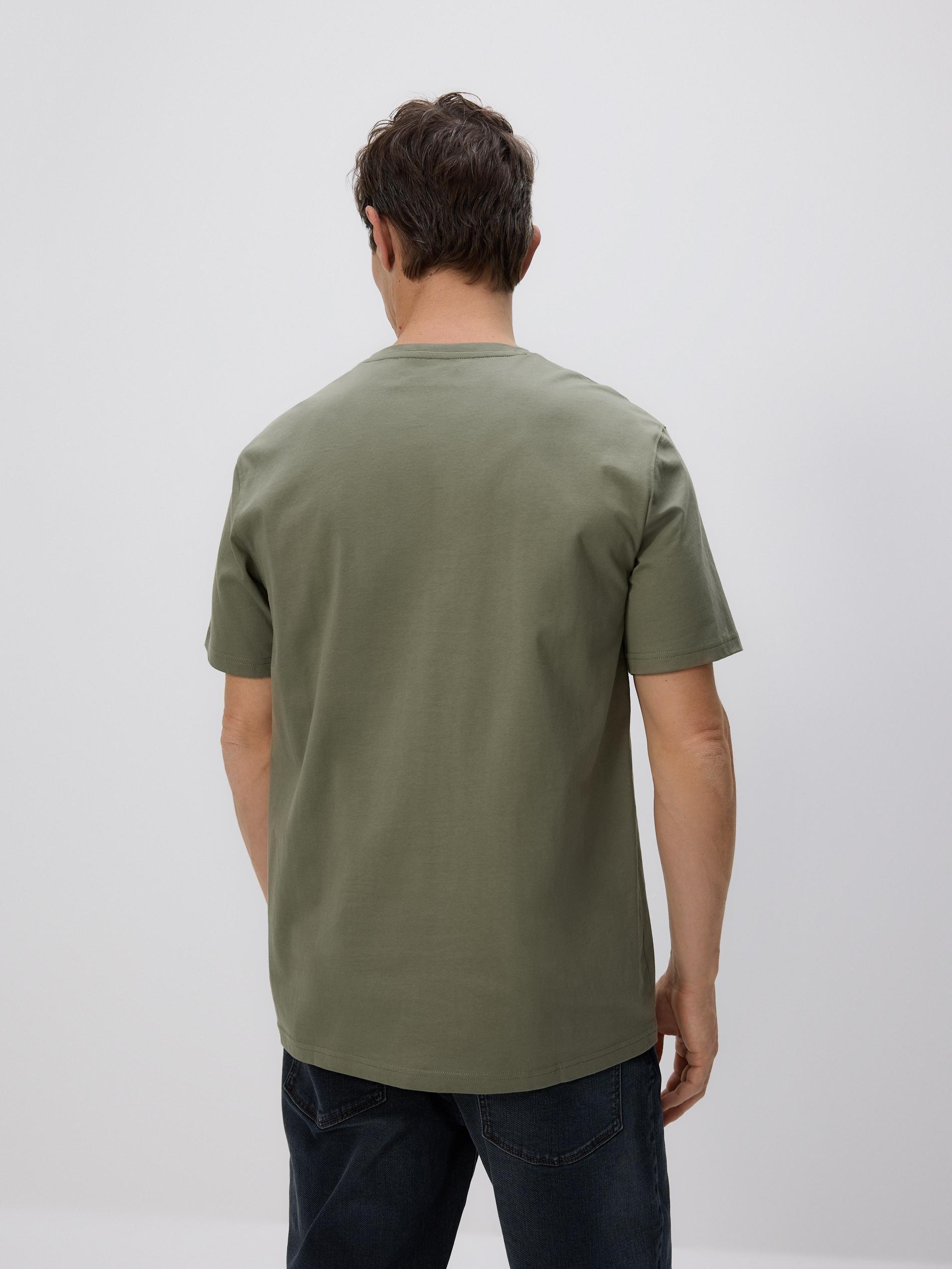 Green Mercerised Organic Cotton Regular Fit T-Shirt, Khaki, large image number 3