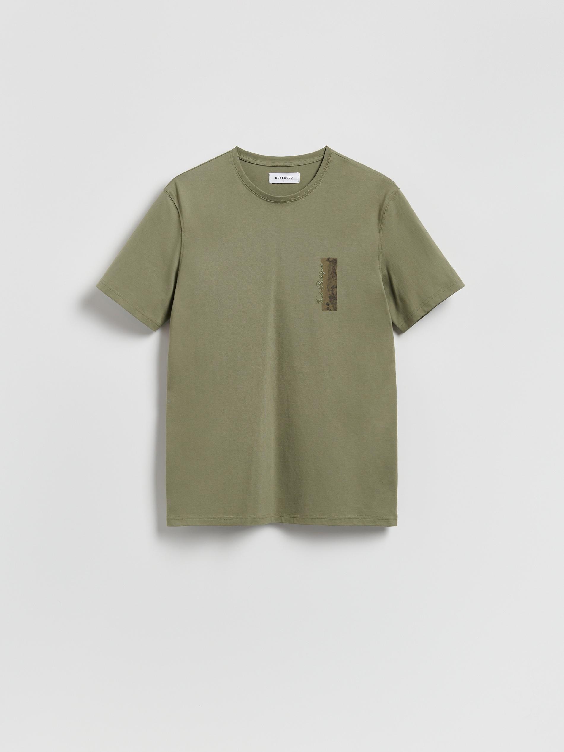 Green Mercerised Organic Cotton Regular Fit T-Shirt, Khaki, large image number 4