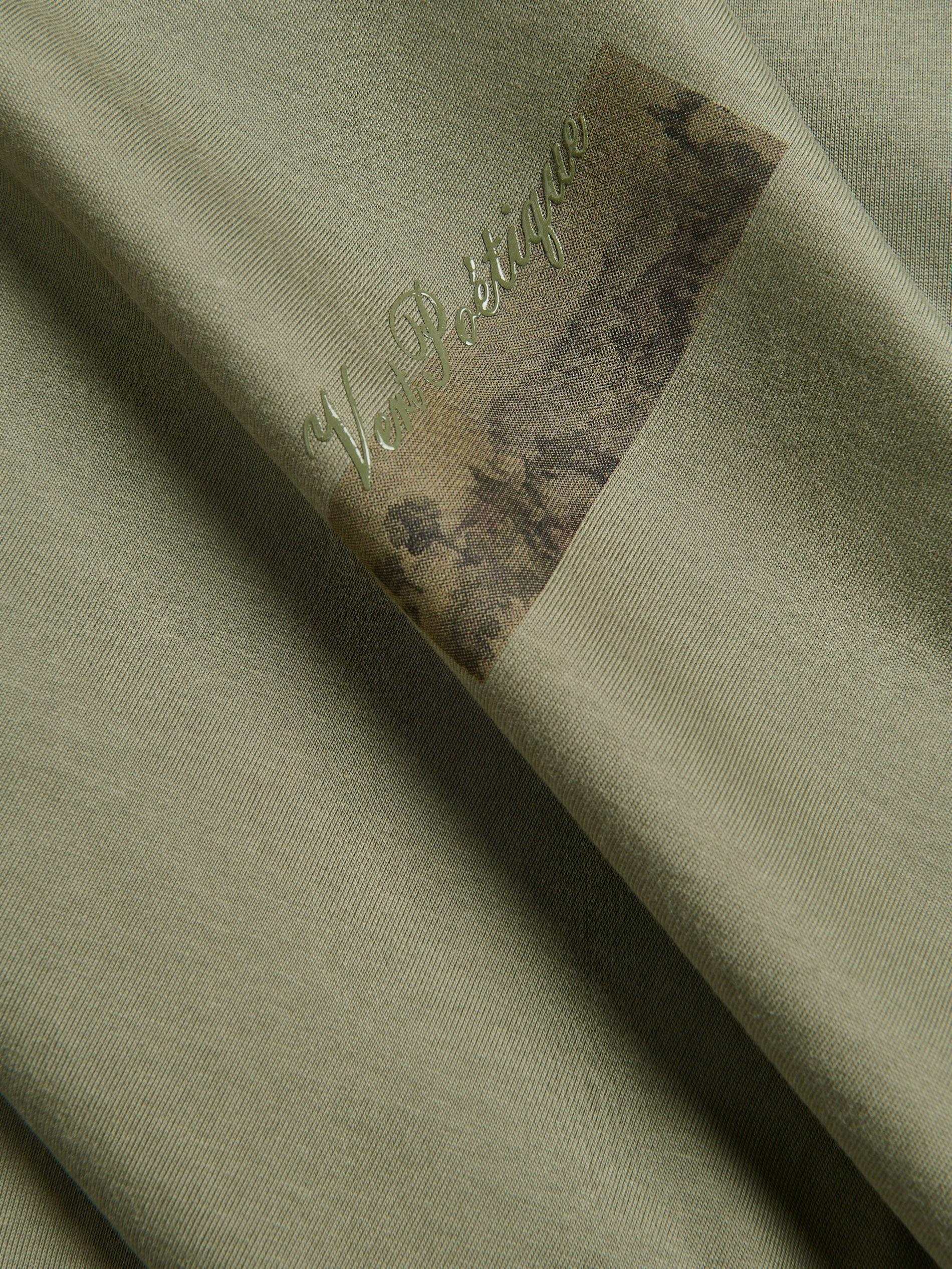 Green Mercerised Organic Cotton Regular Fit T-Shirt, Khaki, large image number 5