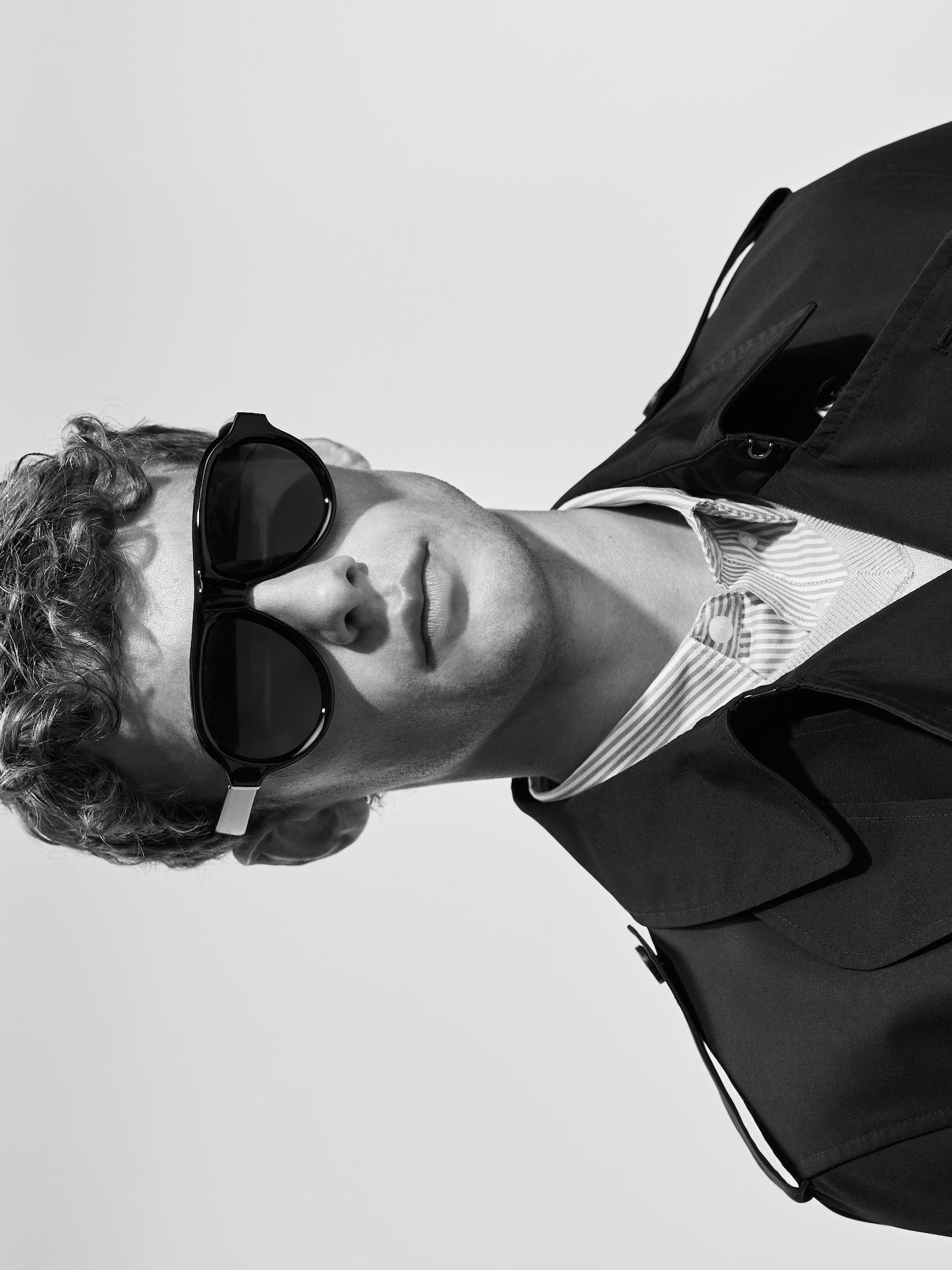 Black Aviator Sunglasses, Black, medium