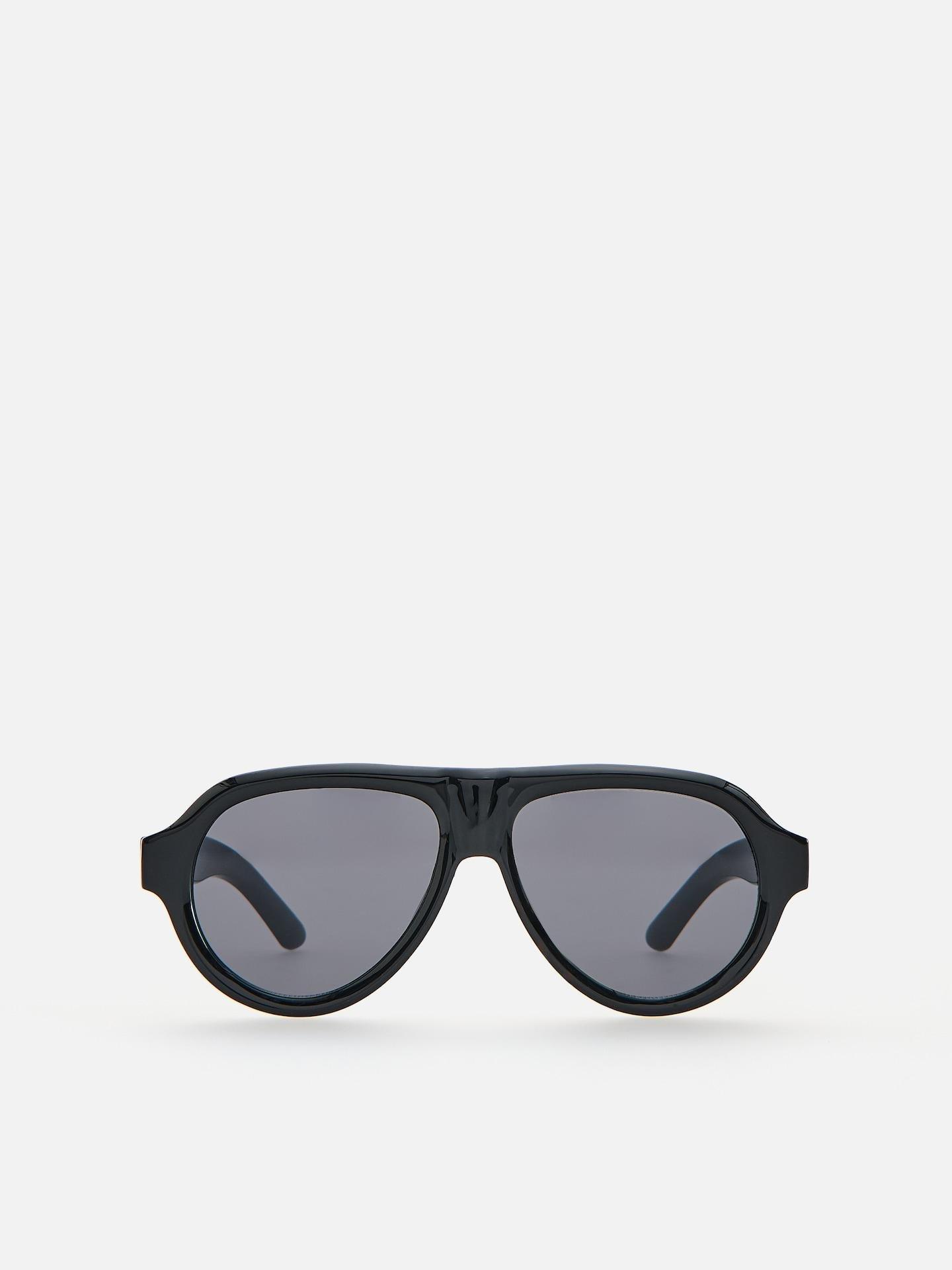 Black Aviator Sunglasses, Black, medium