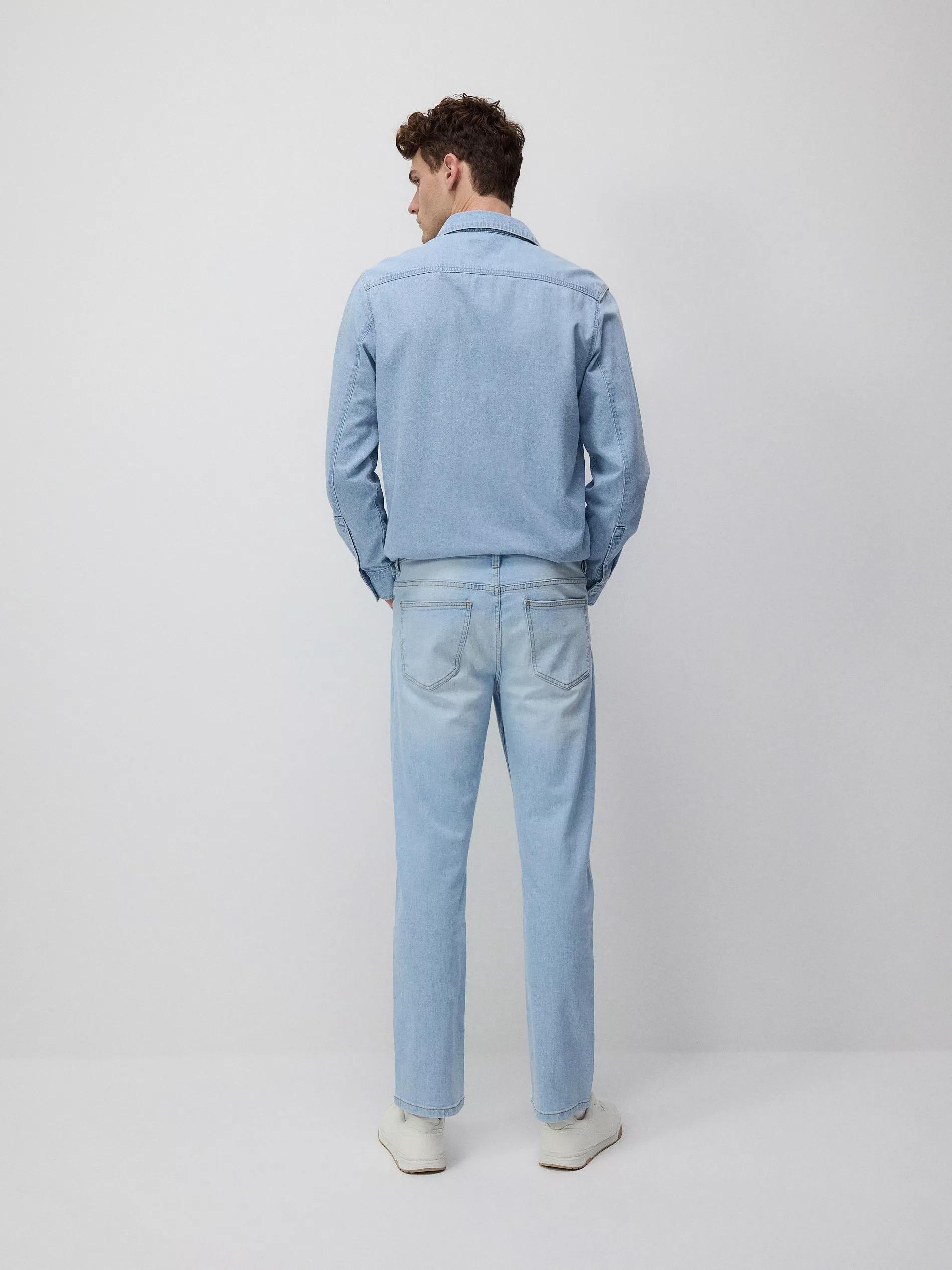 Blue Straight Jeans With Wash Effect, , large image number 4