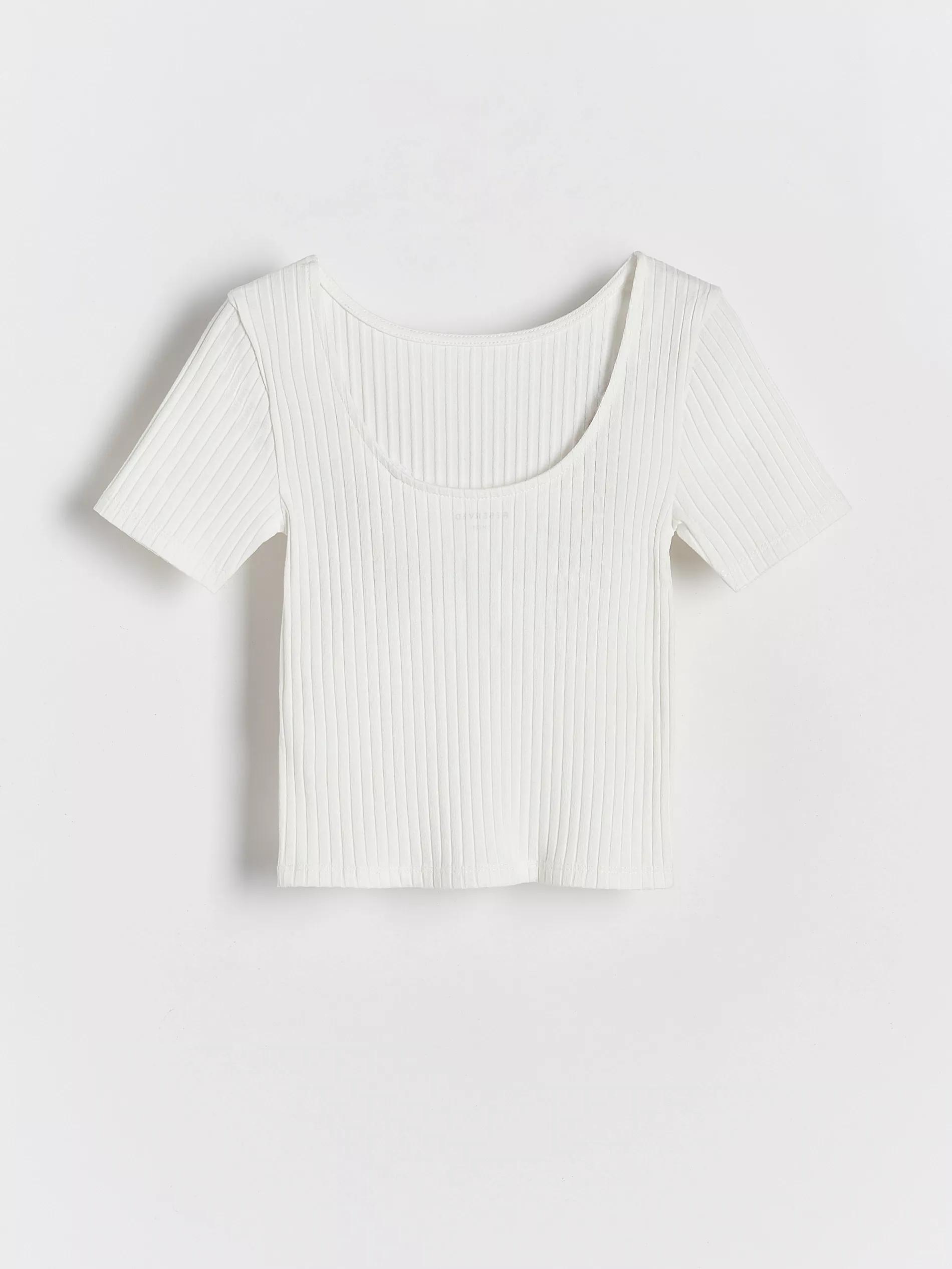 Cream Rib Knit T-Shirt, Kids Girls, , large image number 1