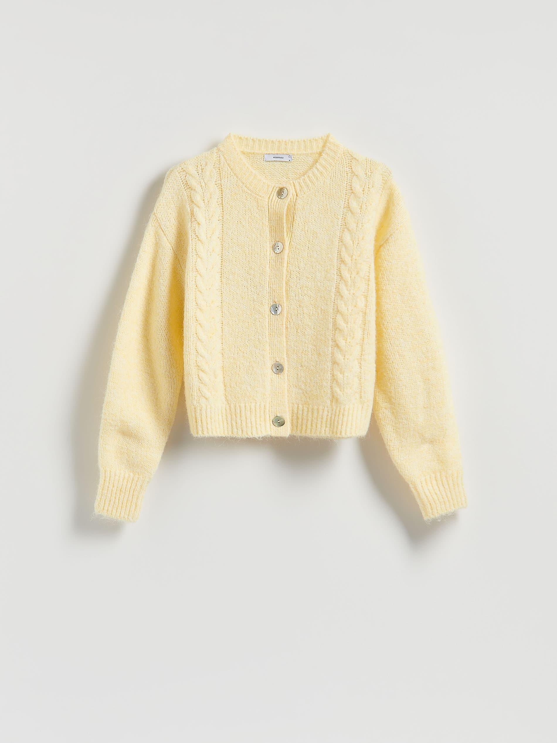 Yellow Decorative Knit Cardigan, Yellow, large image number 4