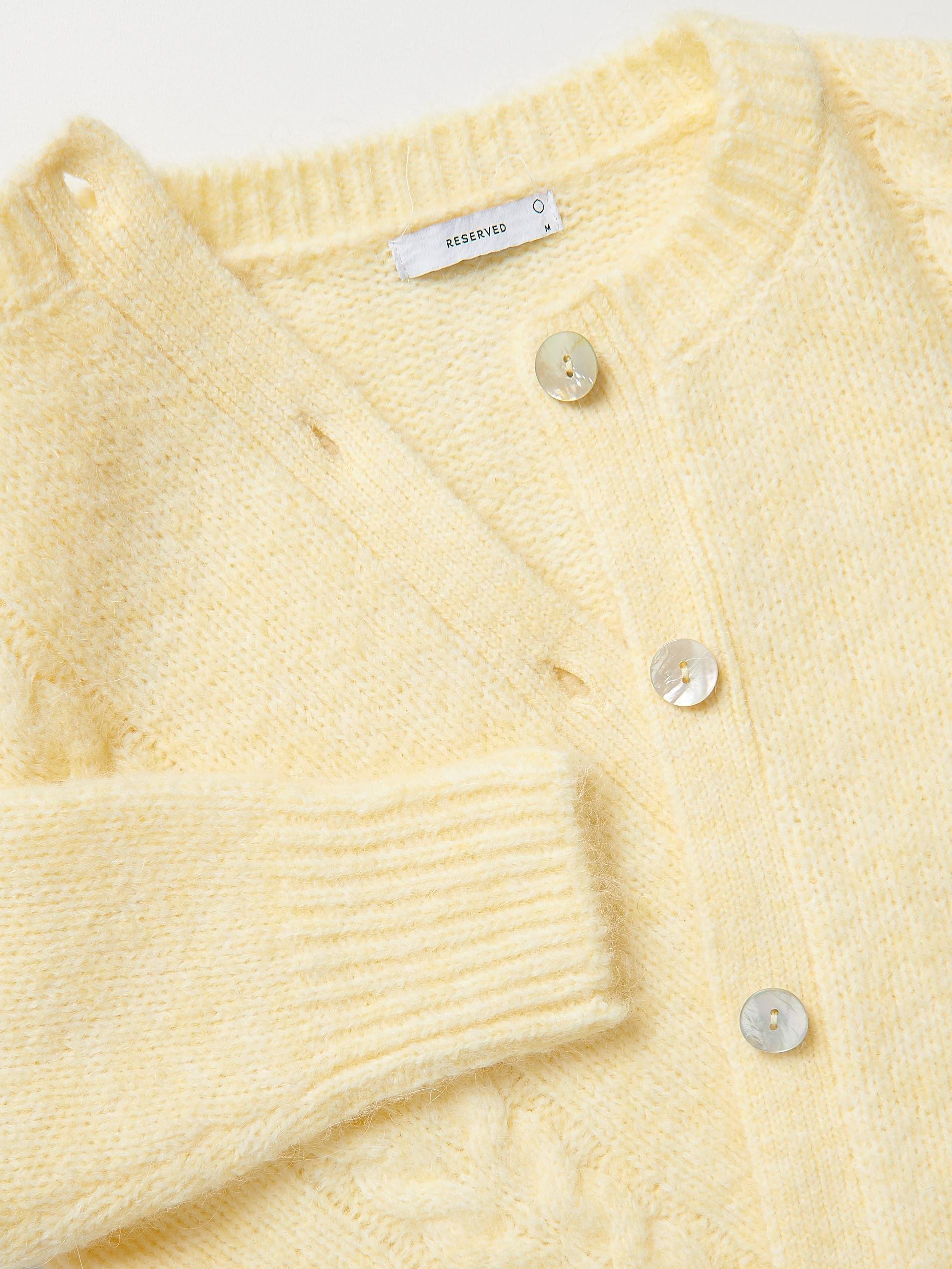 Yellow Decorative Knit Cardigan, Yellow, large image number 5