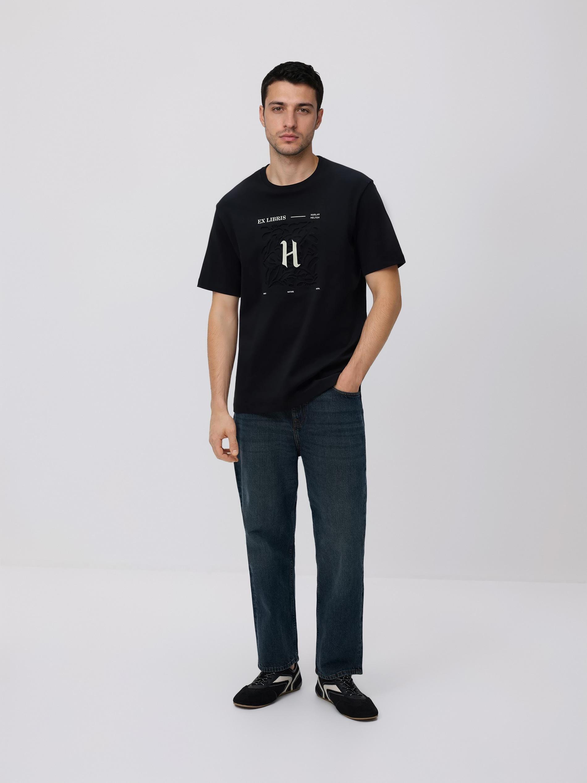 Black Regular Fit T-Shirt With Applique, Black, medium