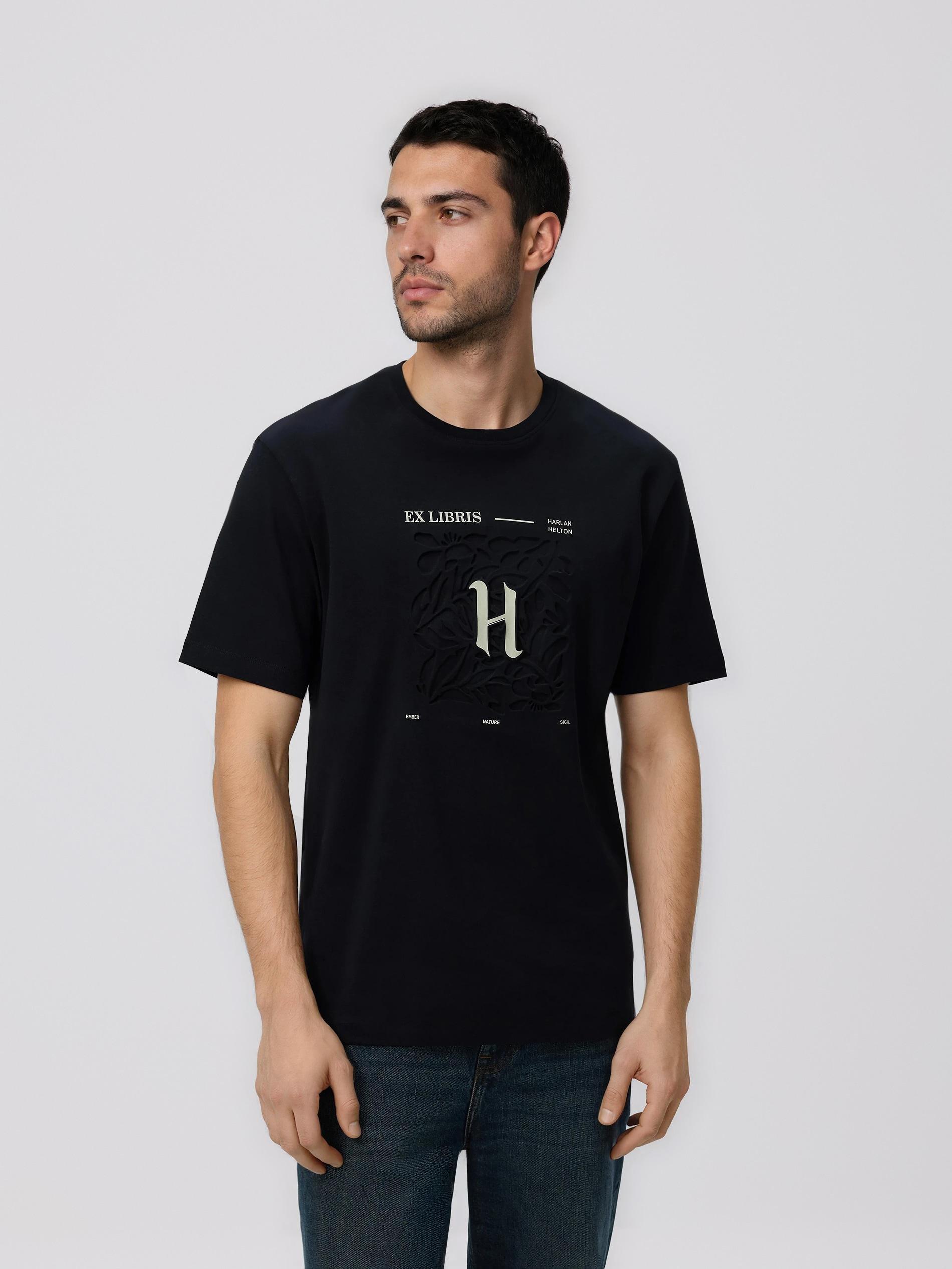 Black Regular Fit T-Shirt With Applique, Black, medium