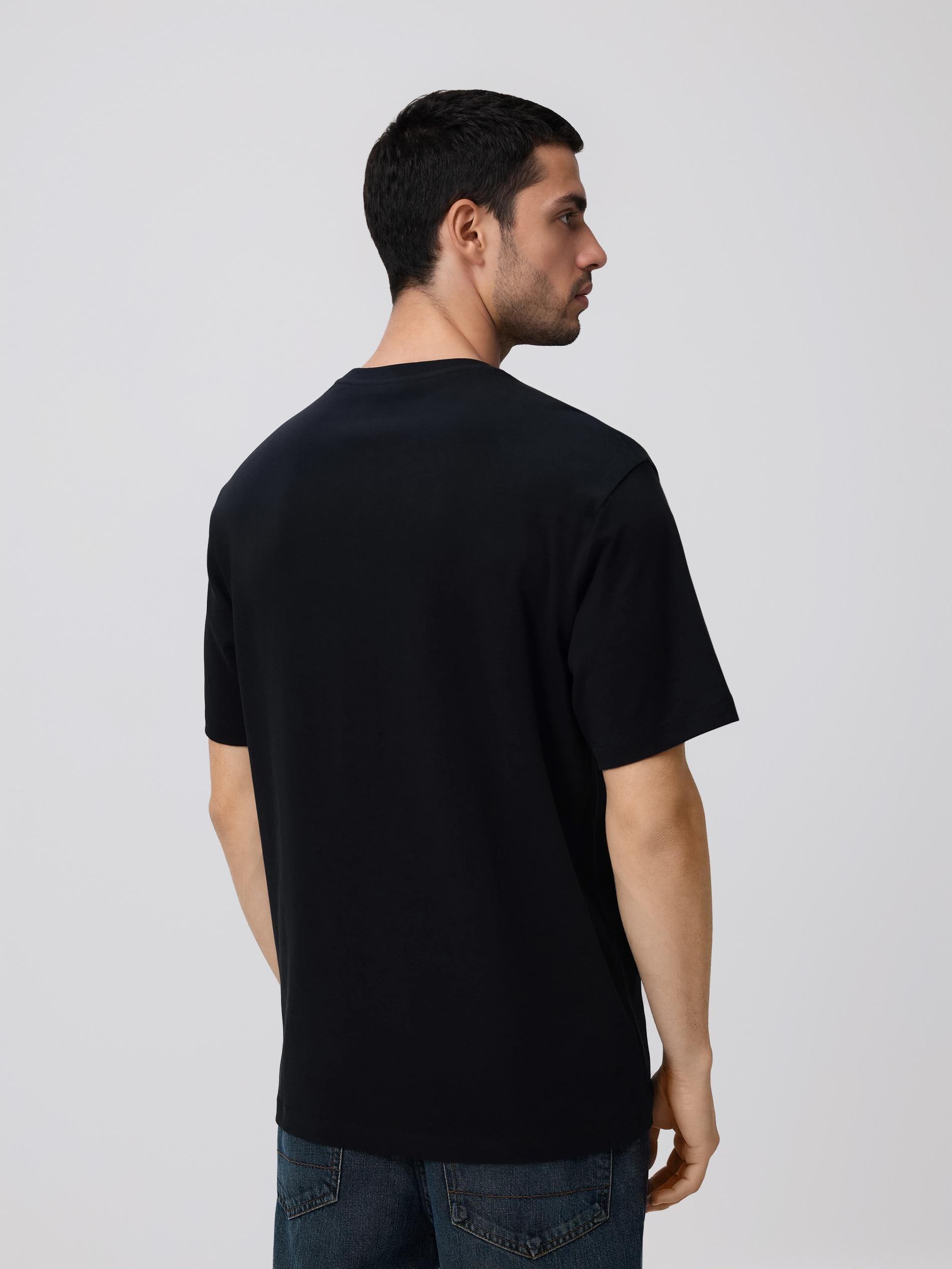 Black Regular Fit T-Shirt With Applique, Black, large image number 3