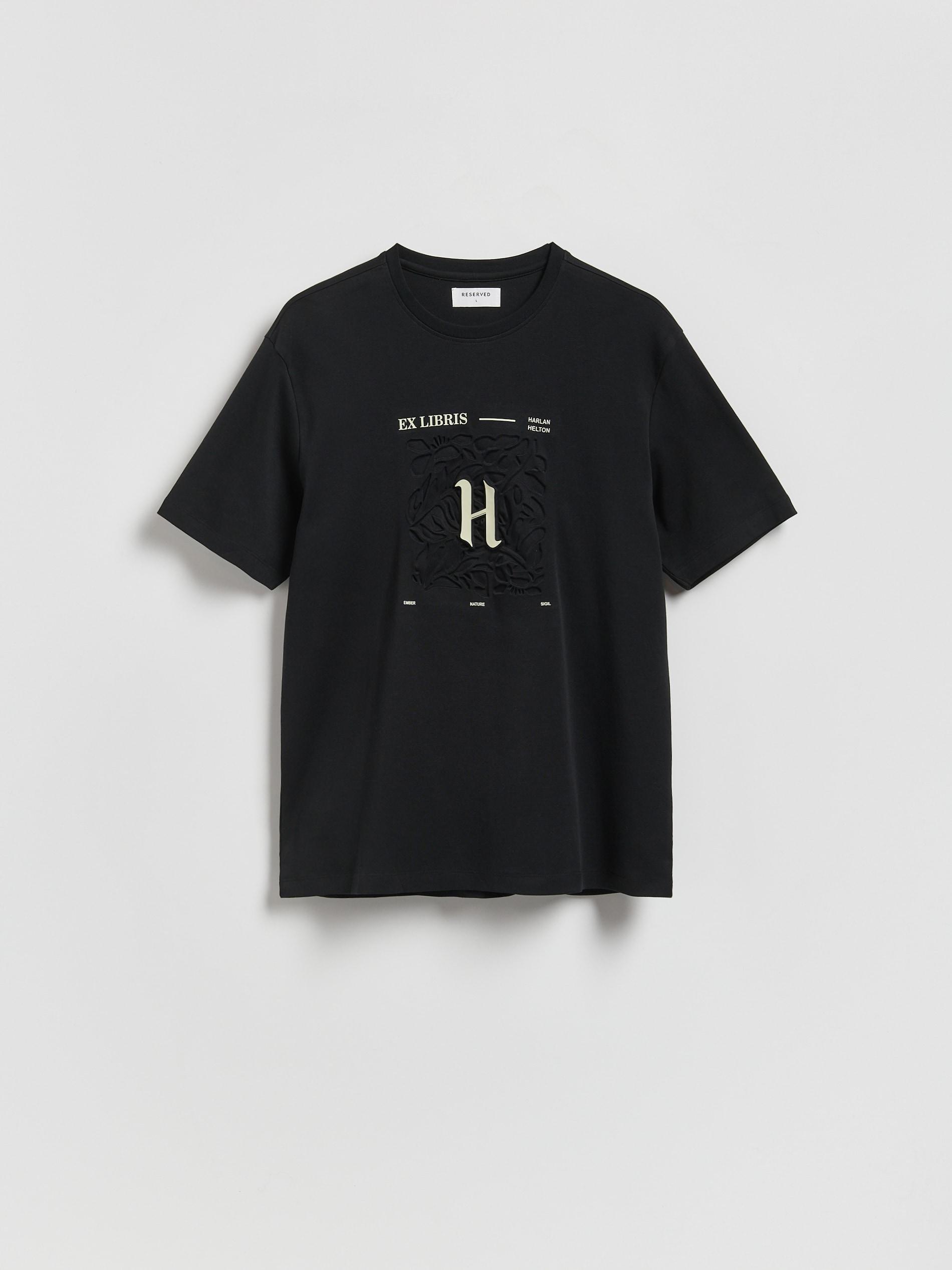 Black Regular Fit T-Shirt With Applique, Black, large image number 4