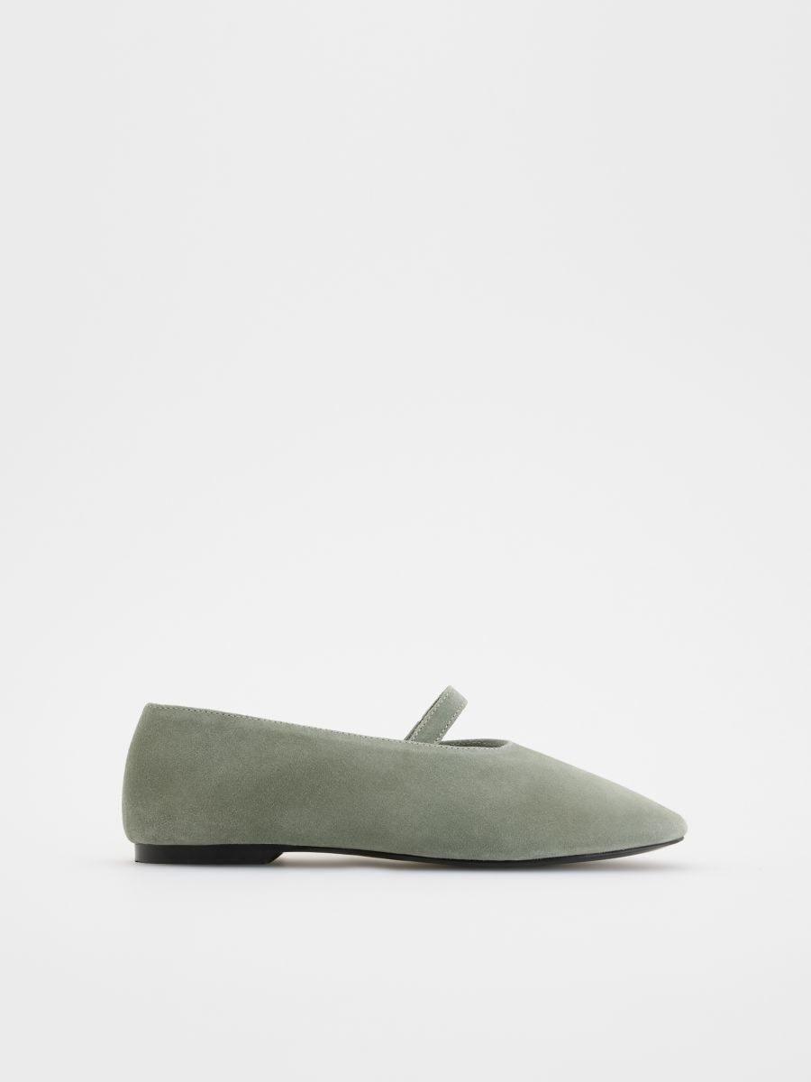 Green Suede Ballerinas, , medium