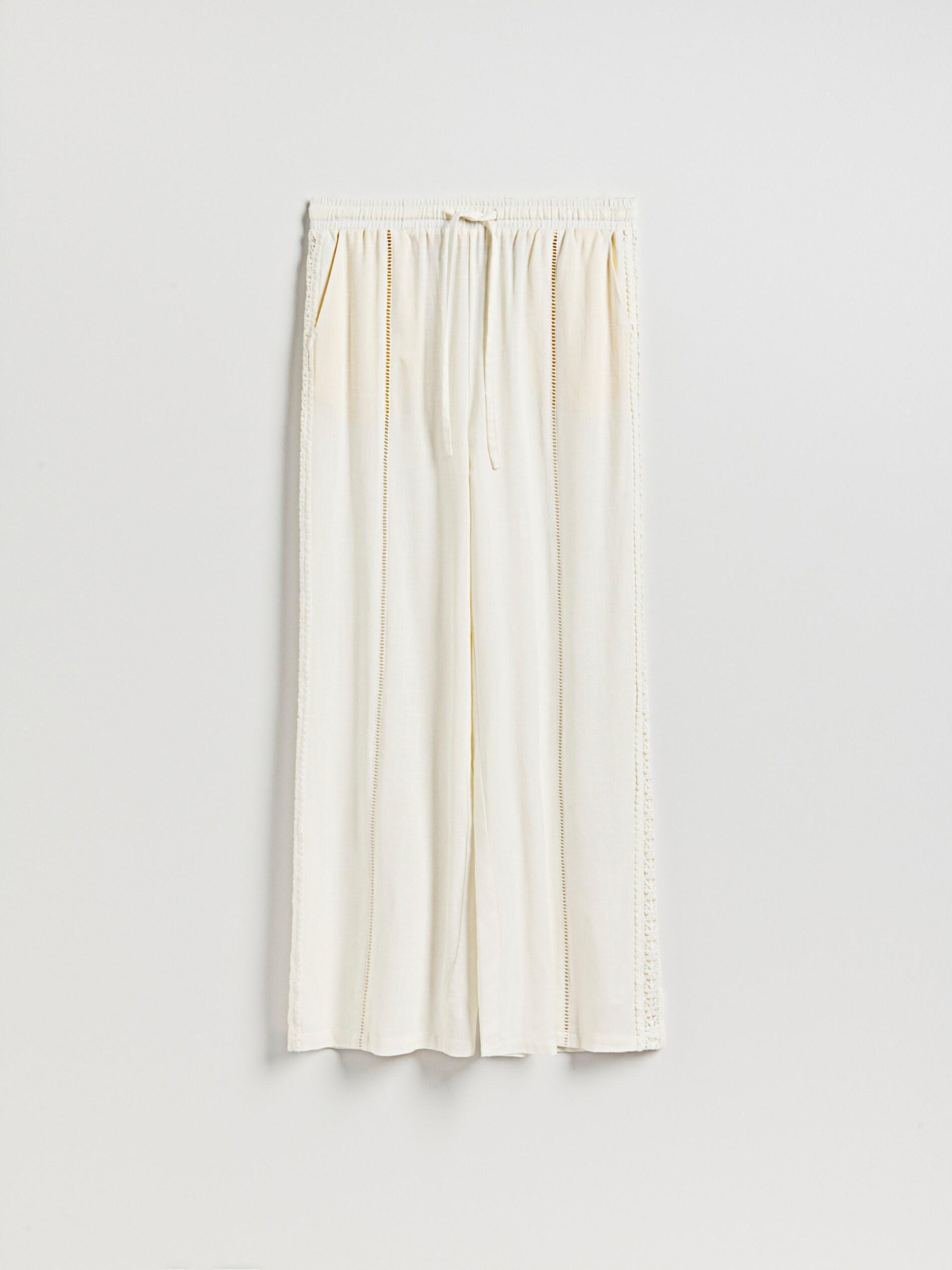 WHITE Pants with openwork trim, White, large image number 4