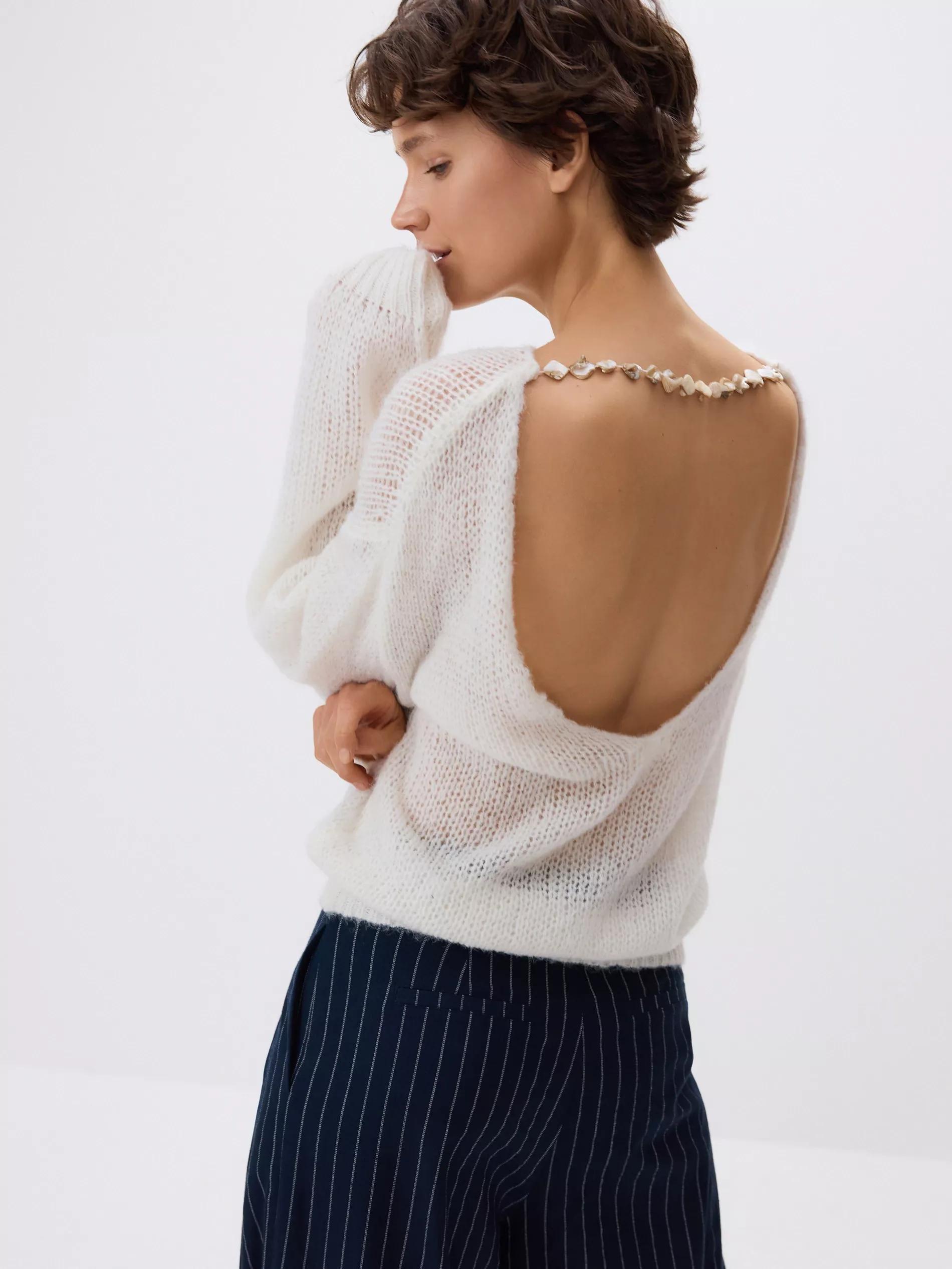 White Sweater, White, large image number 3