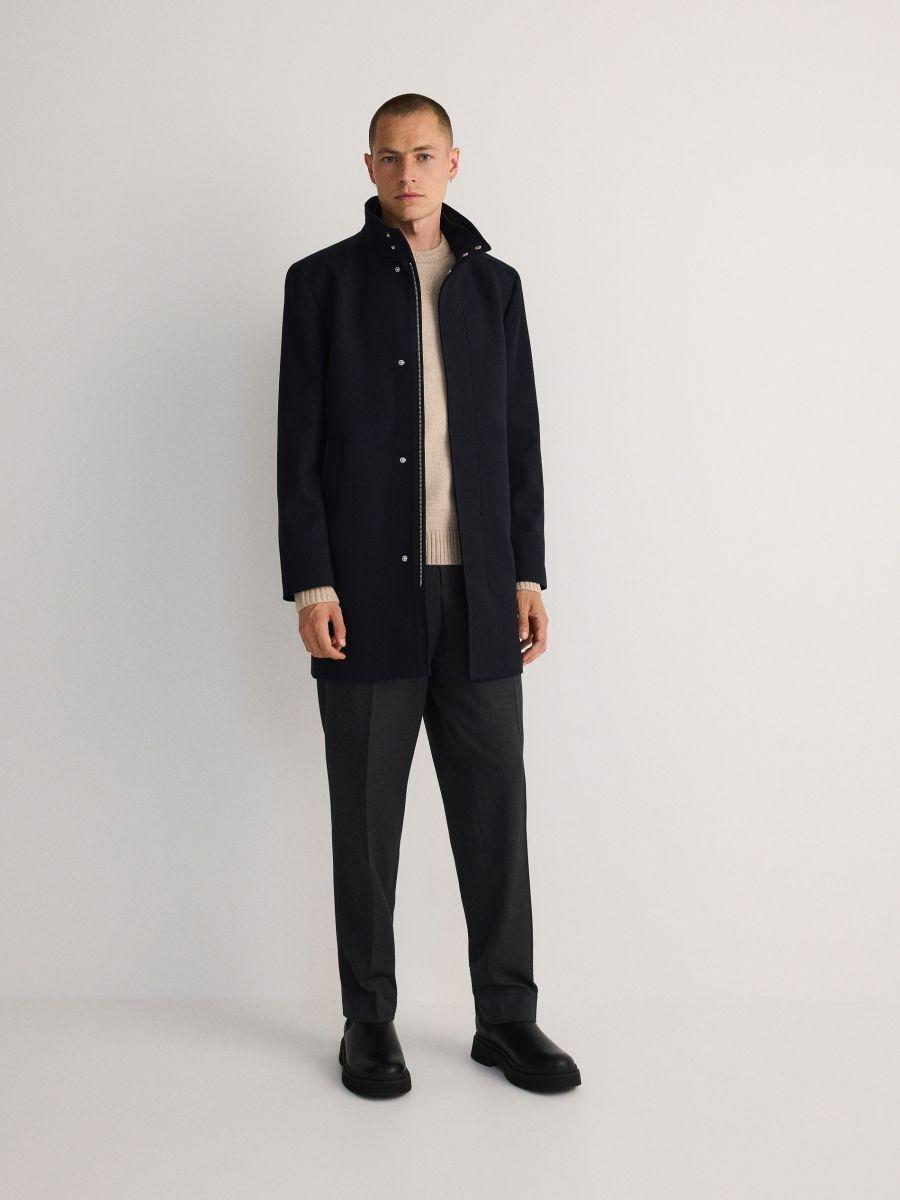 Navy Collared Coat, , large image number 0
