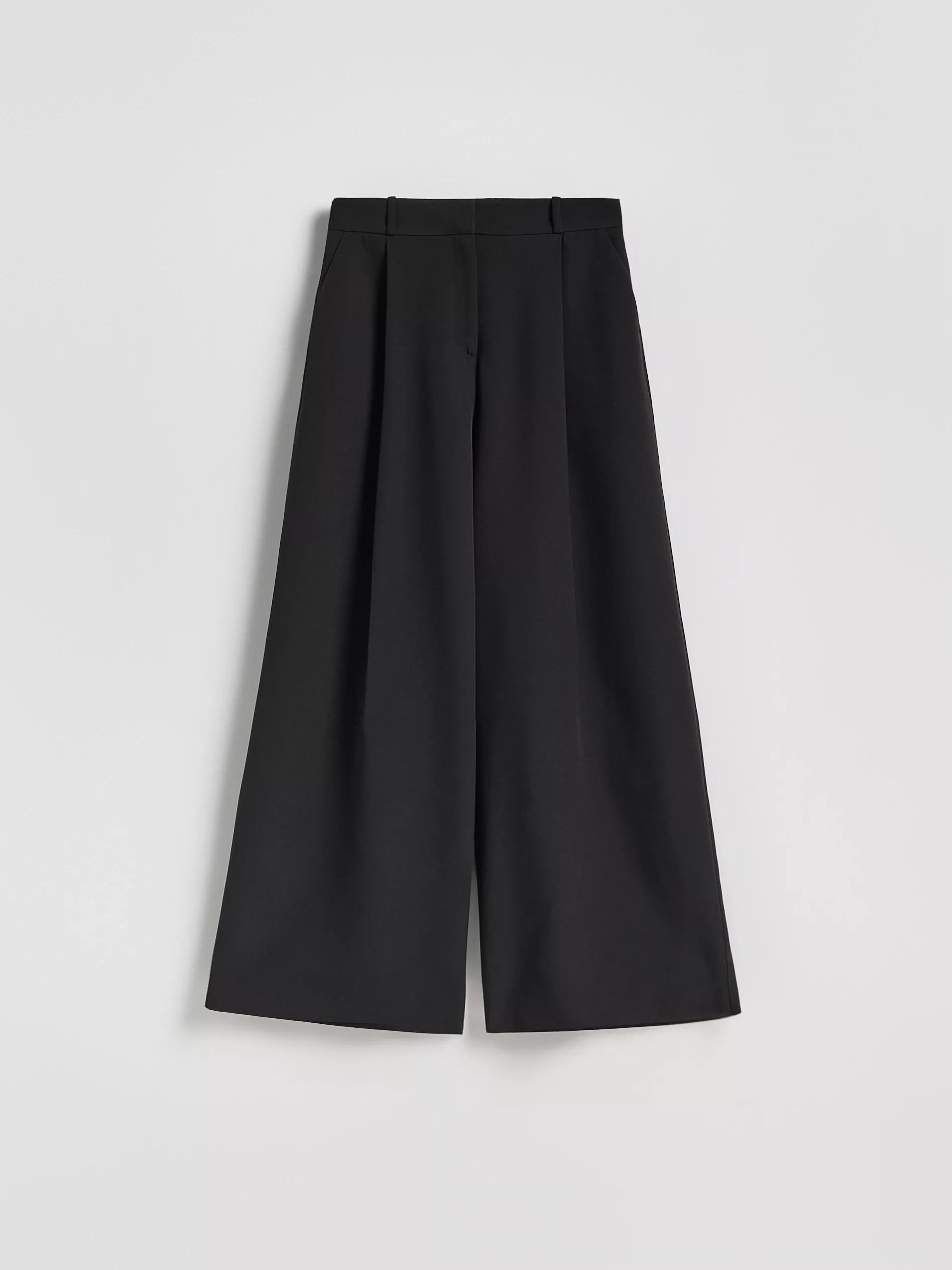 Black Wide Leg Trousers, Black, large image number 4