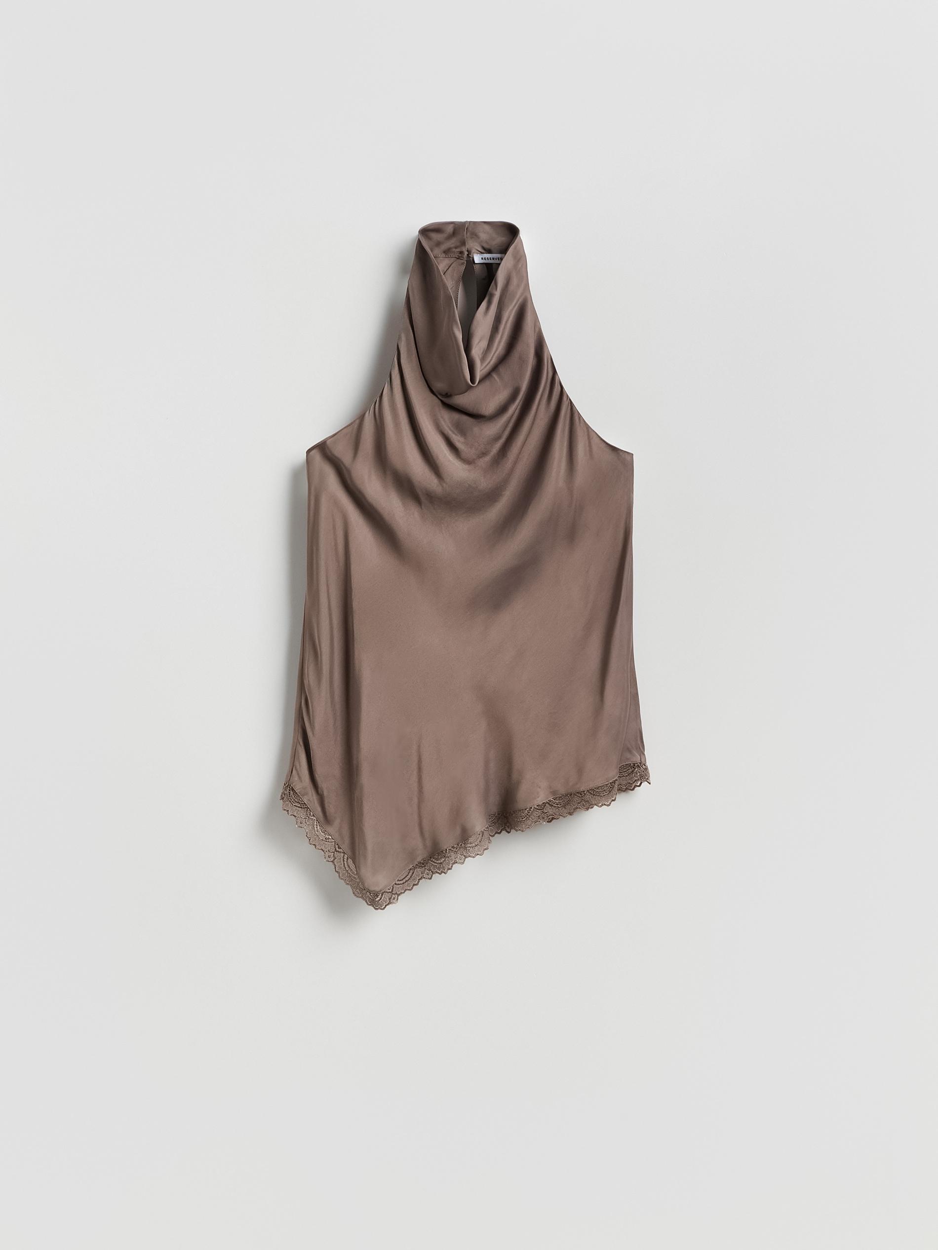 Beige Satin Top With Lace, Beige, large image number 3