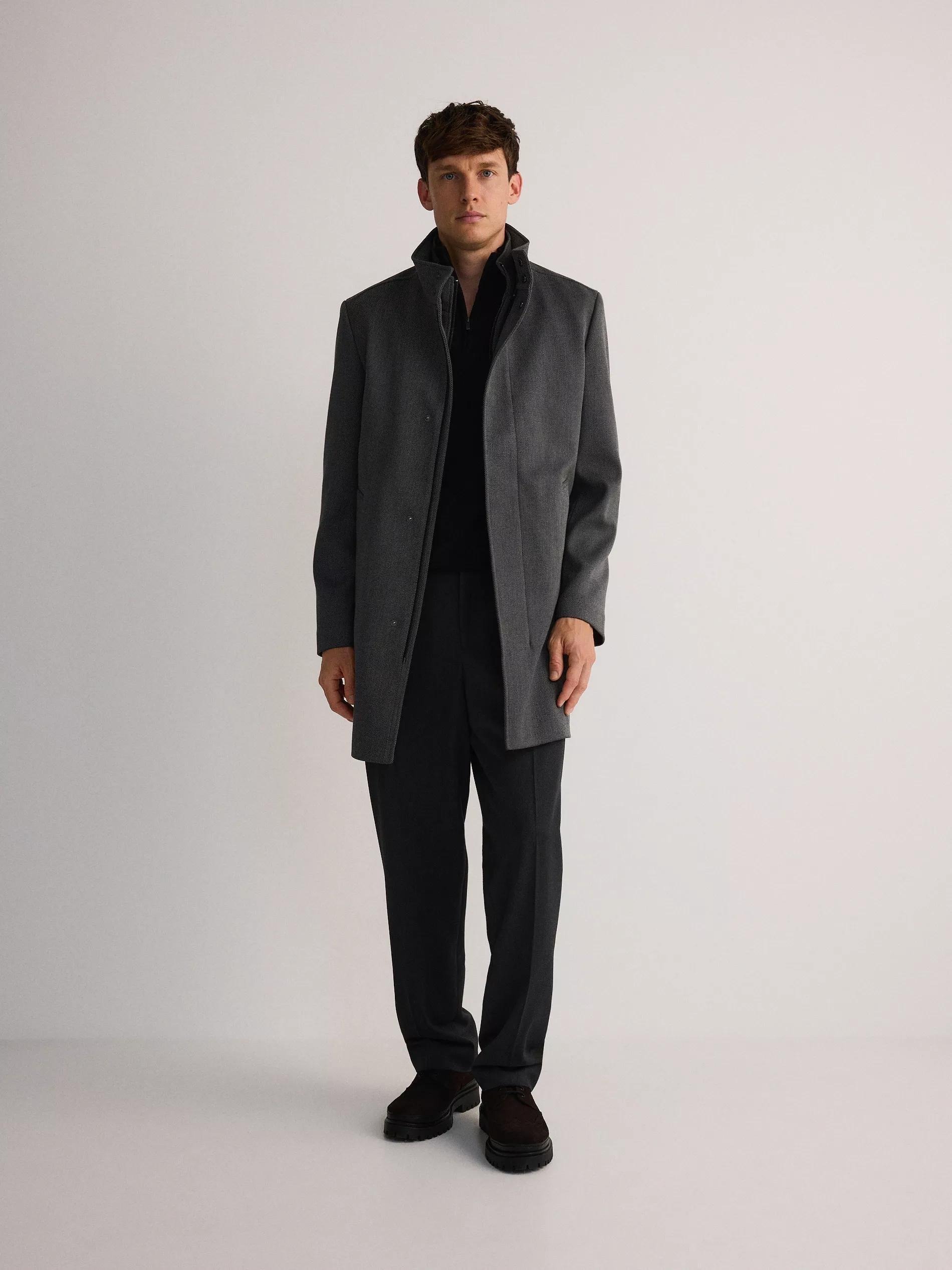 Grey Collared Coat, , large image number 0