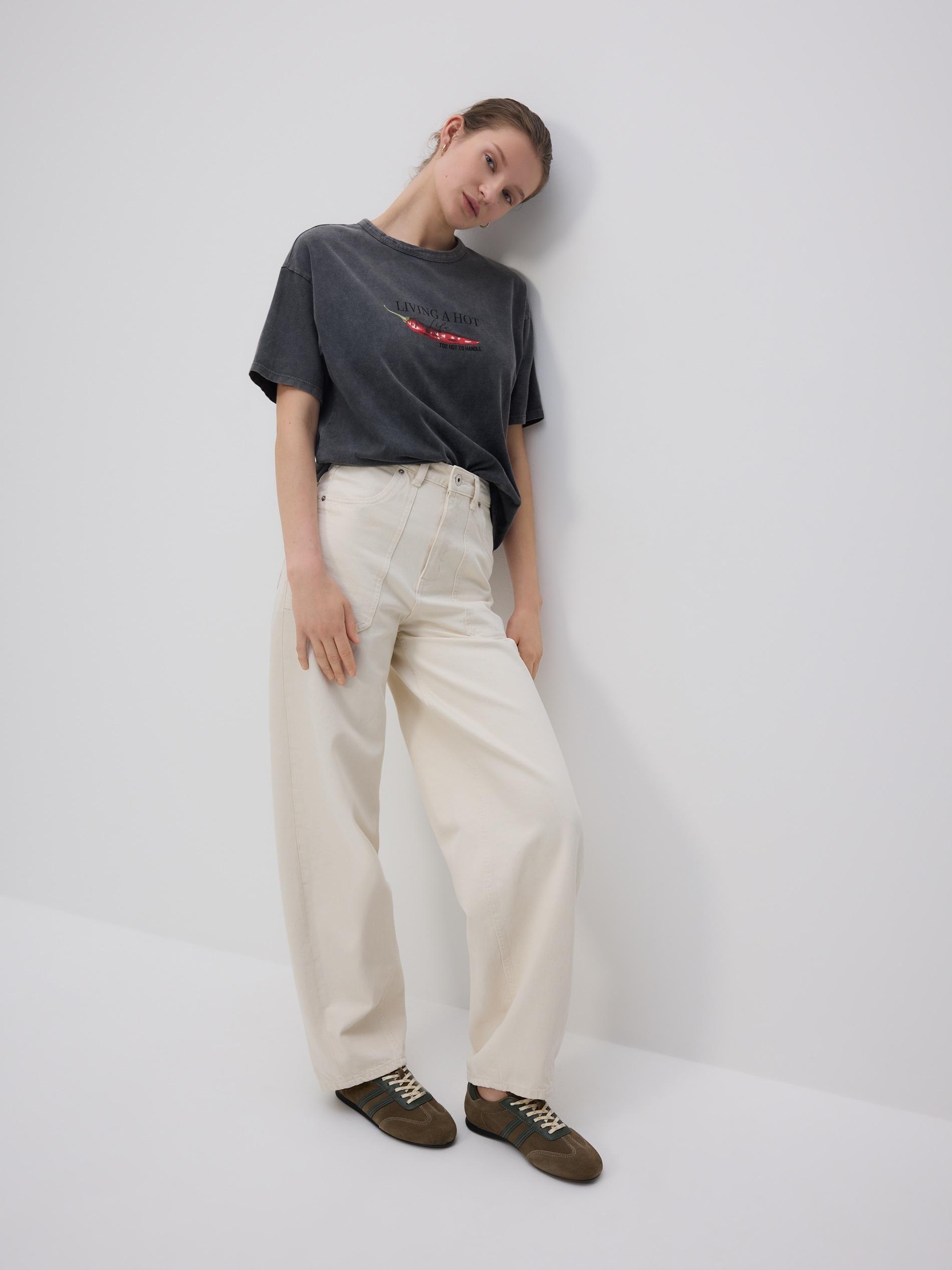 Grey T-Shirt With Print, , large image number 1