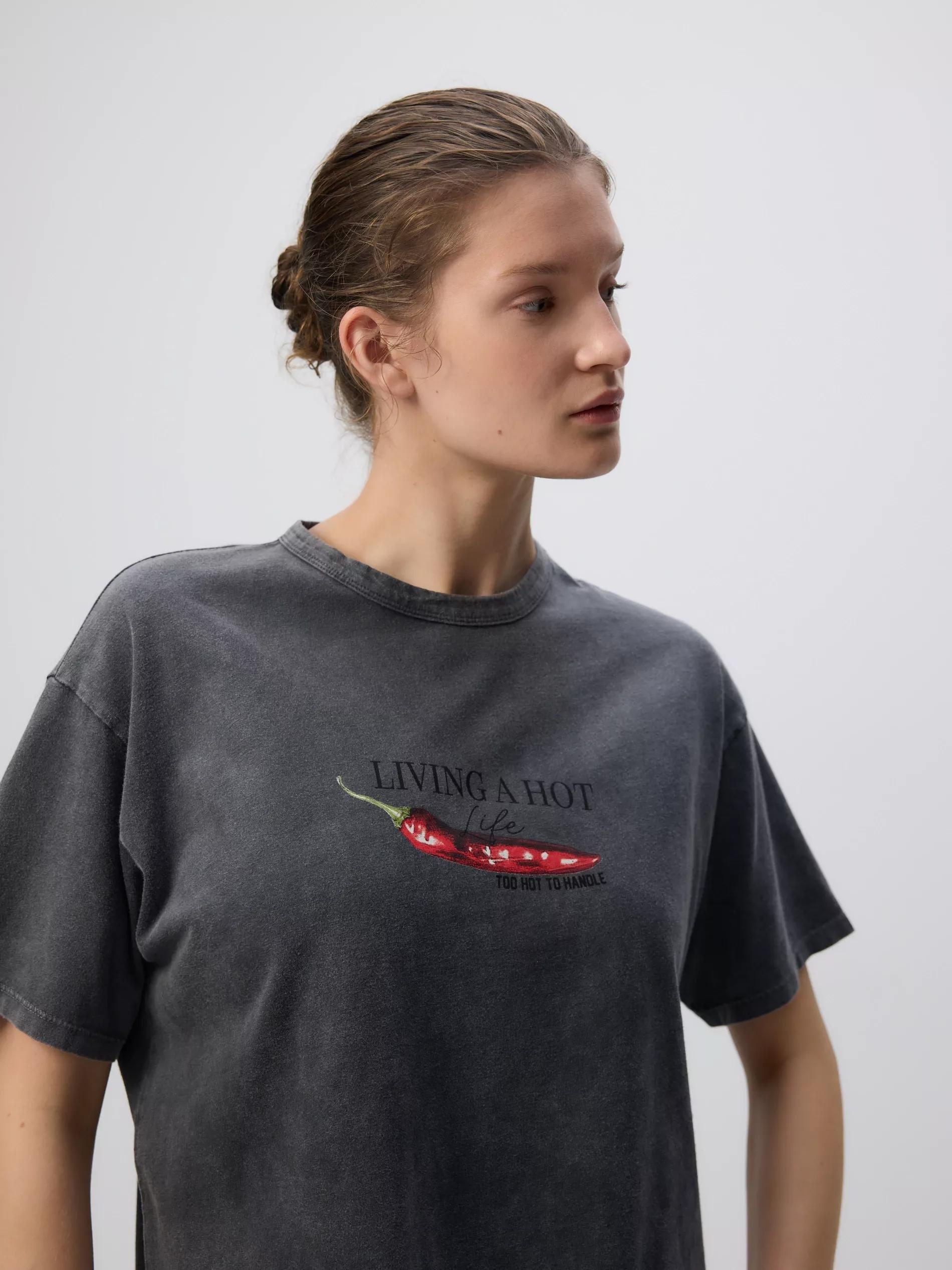 Grey T-Shirt With Print, , large image number 2