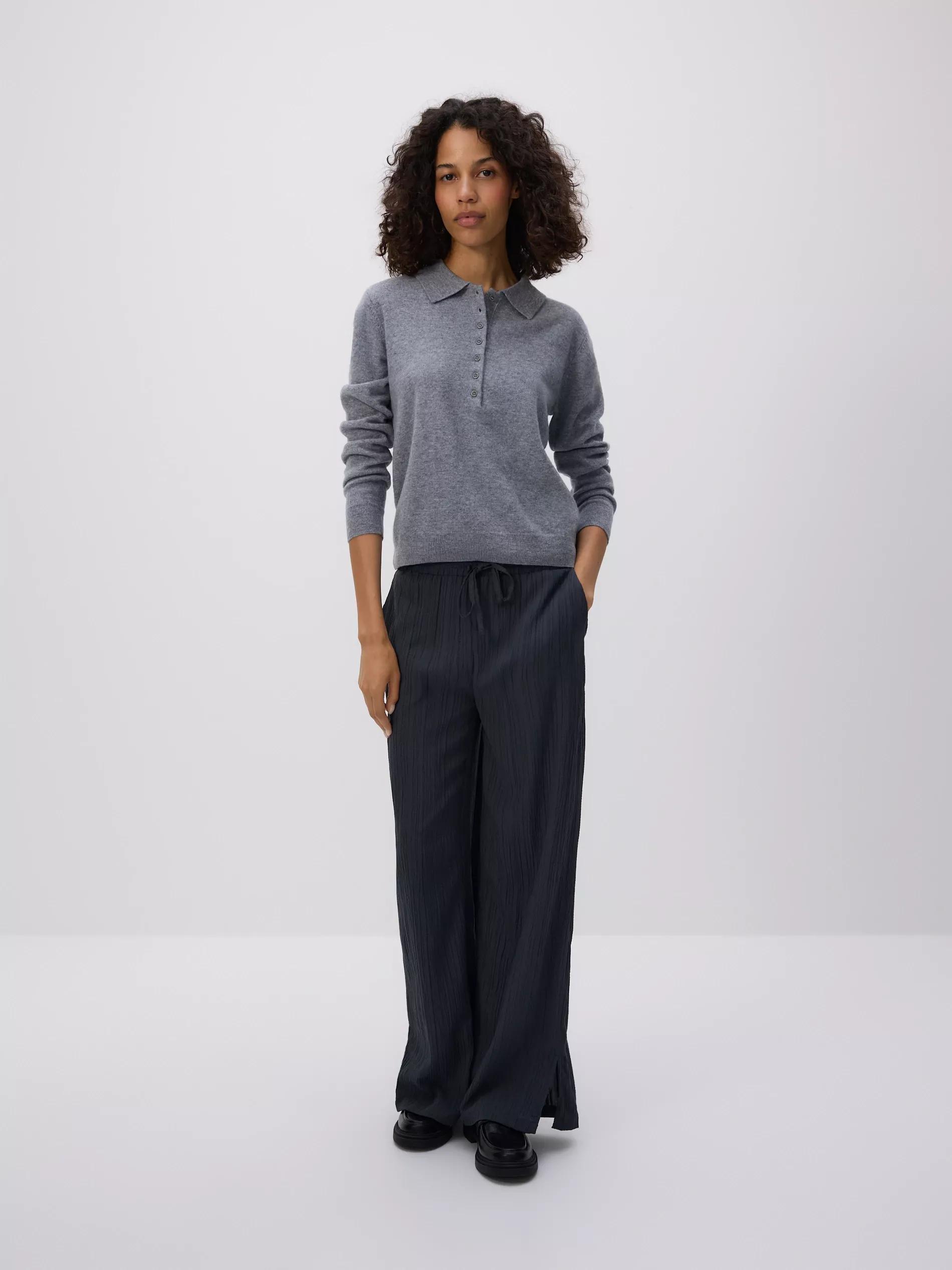 DARK GREY Structural fabric trousers, Grey, large image number 0