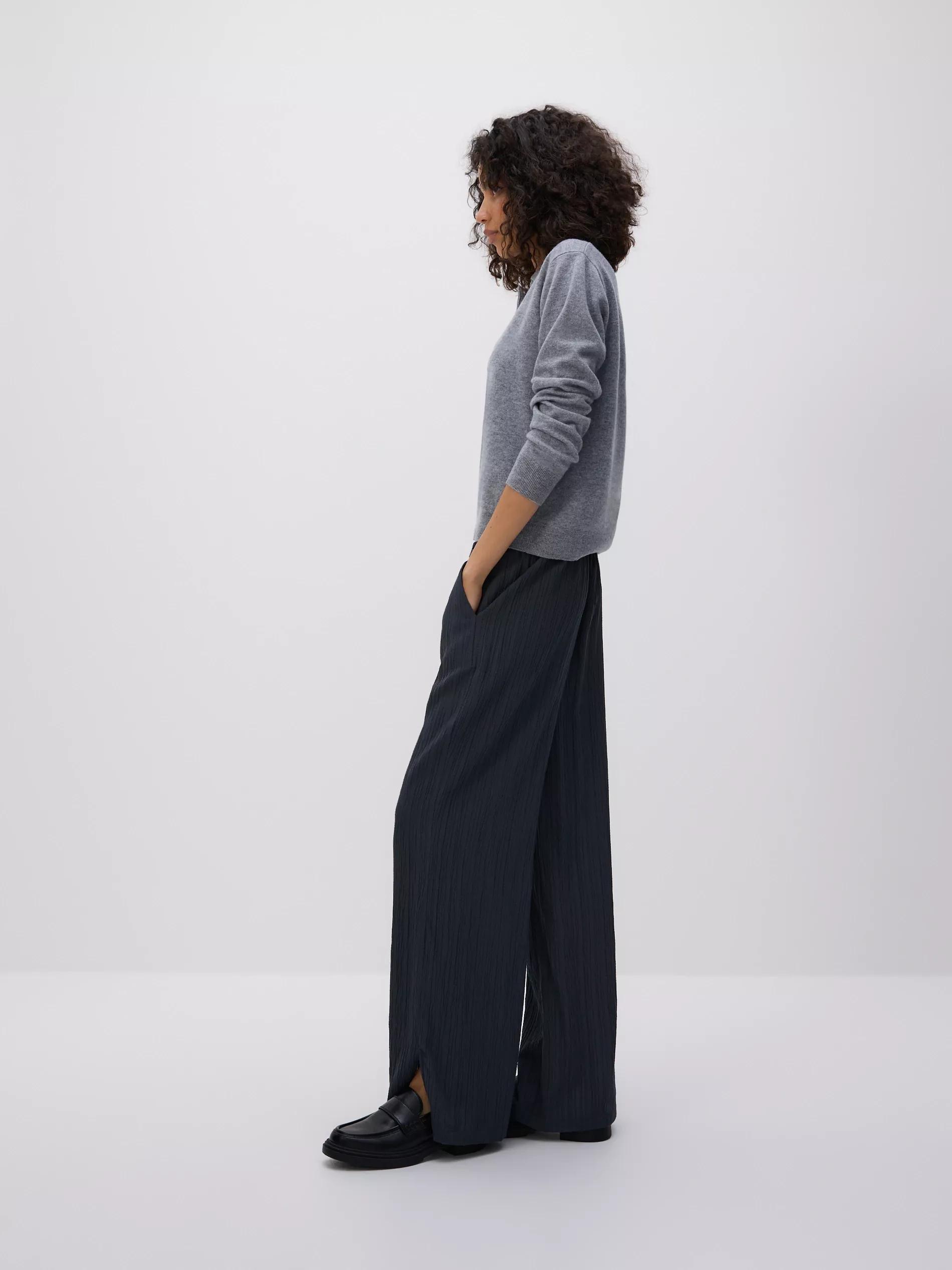 DARK GREY Structural fabric trousers, Grey, large image number 2