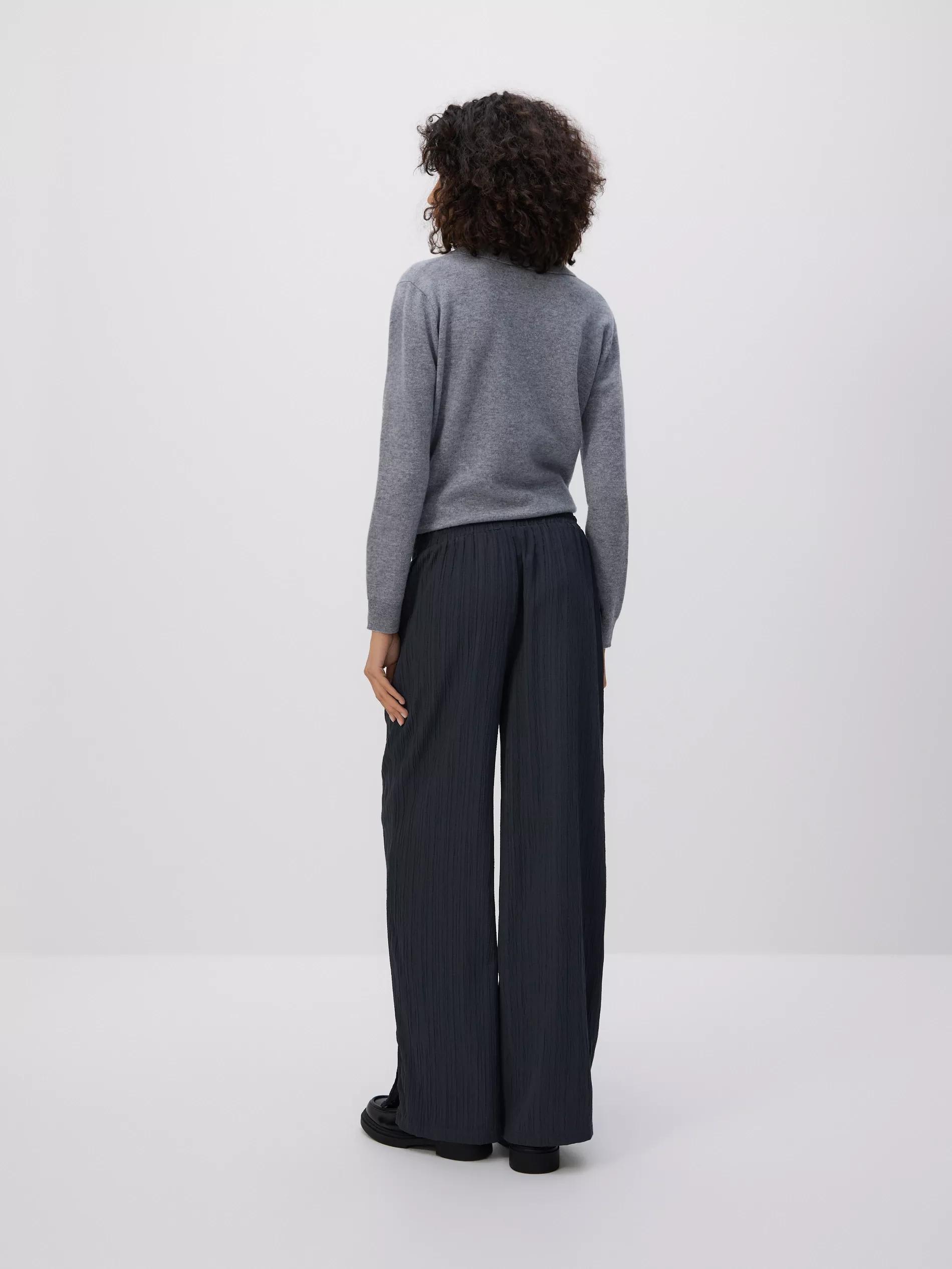 DARK GREY Structural fabric trousers, Grey, large image number 3