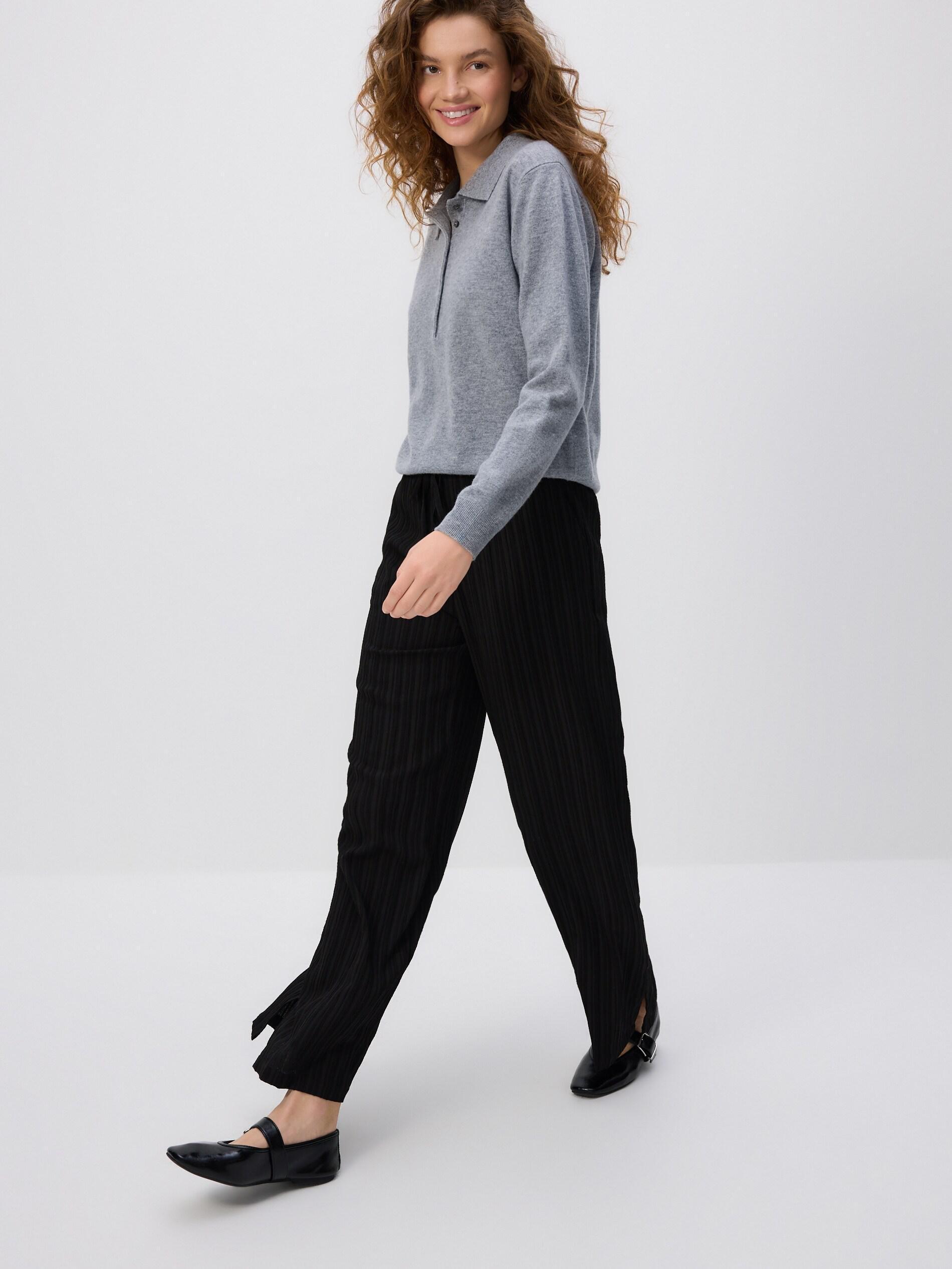 Black Structural Fabric Trousers, Black, large image number 2