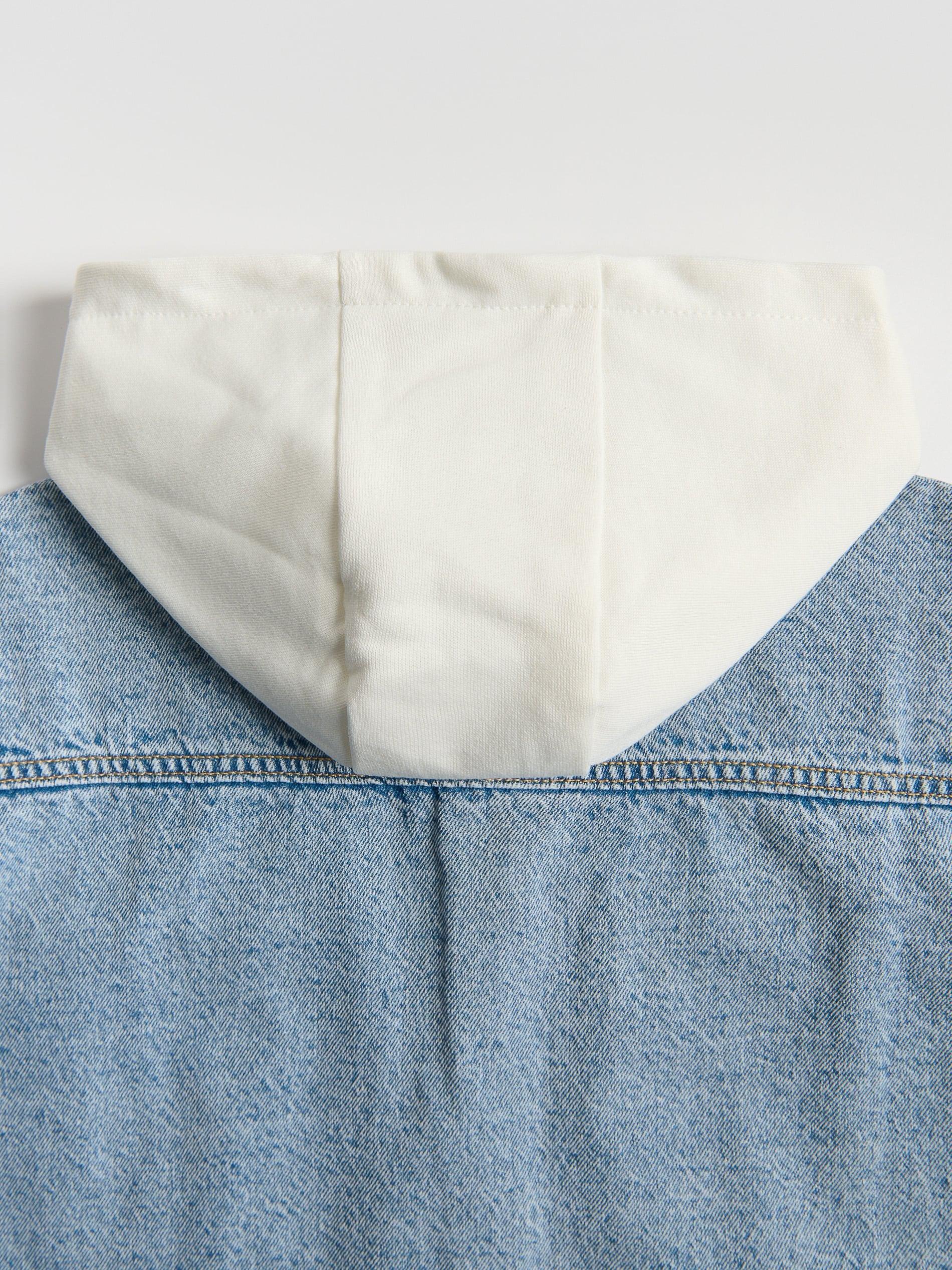 Blue Jeans Hooded Denim Shirt, Blue, large image number 5