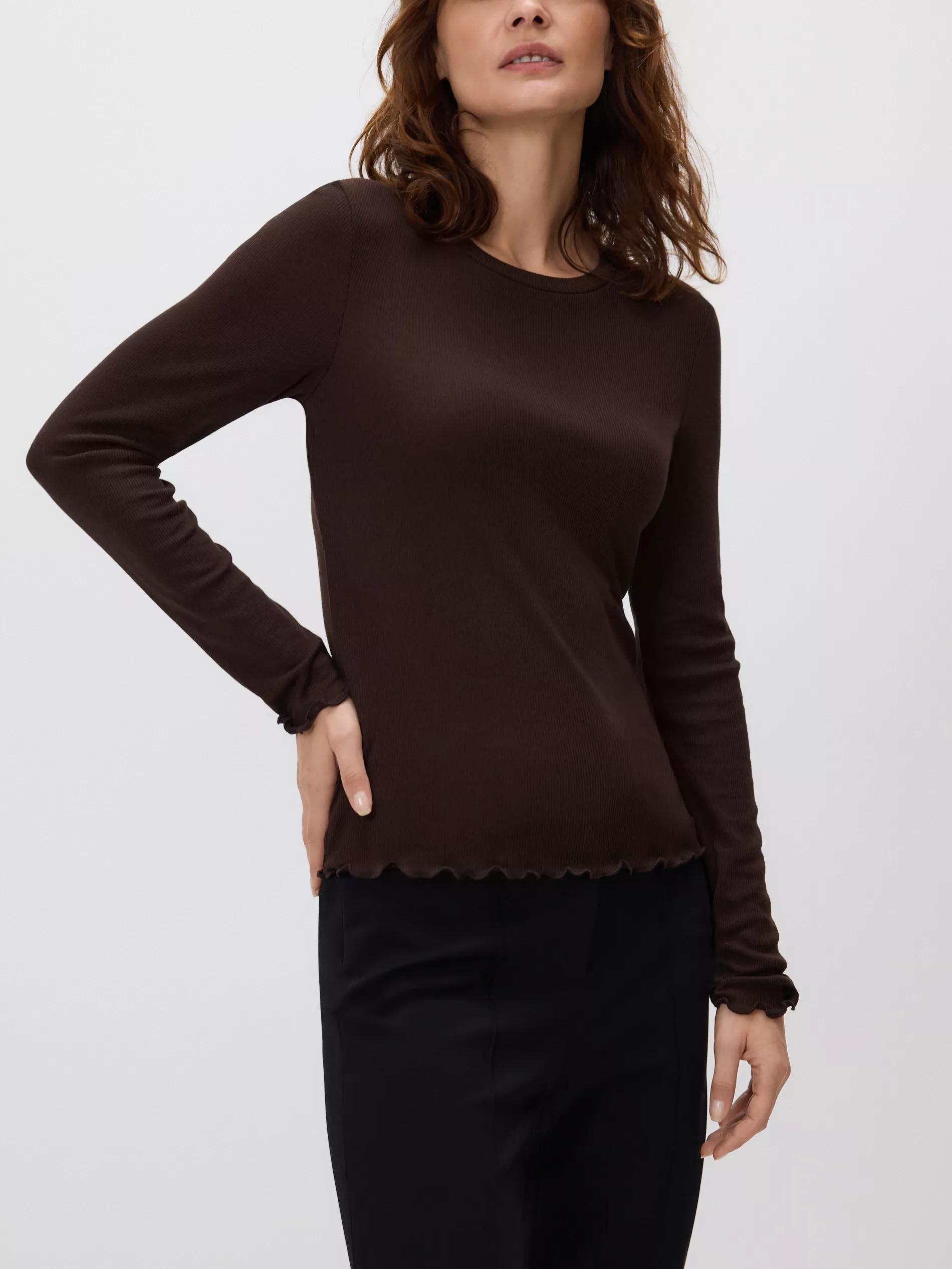 DARK BROWN Blouse with wool, Brown, large image number 2